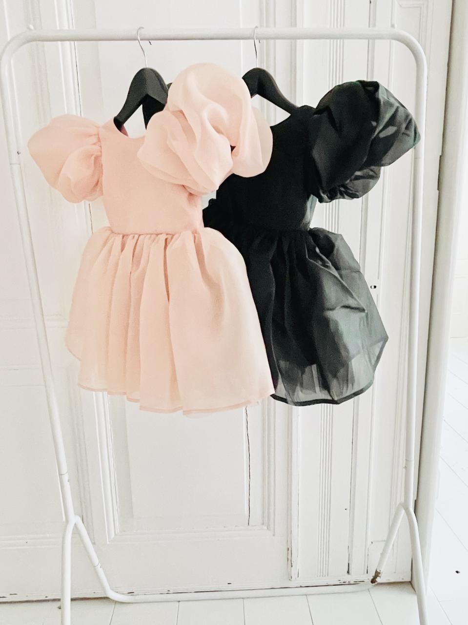 DOLLY V-BACK PUFF SLEEVE ORGANZA TUTU DRESS ballet slipper pink