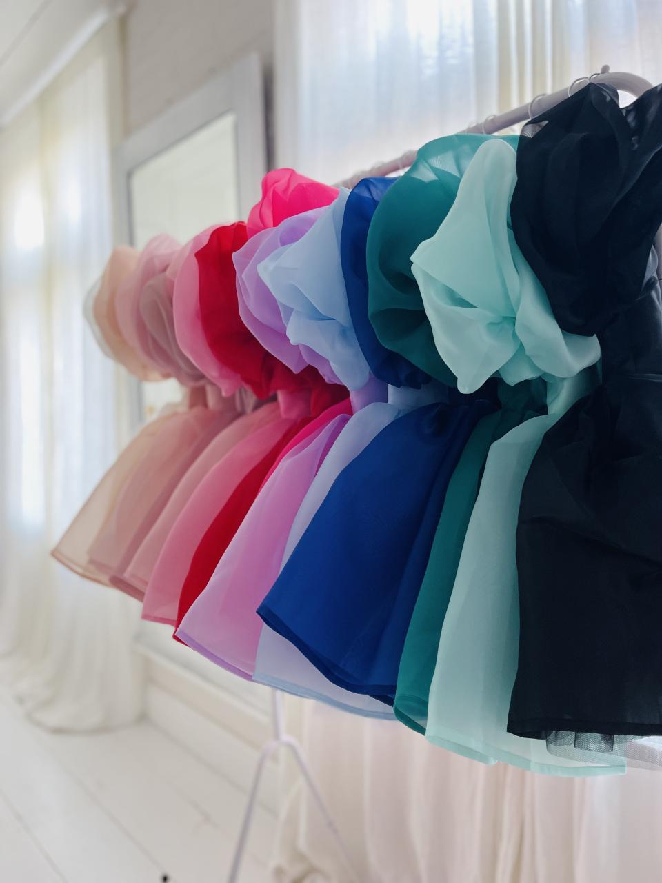 DOLLY V-BACK PUFF SLEEVE ORGANZA TUTU DRESS green