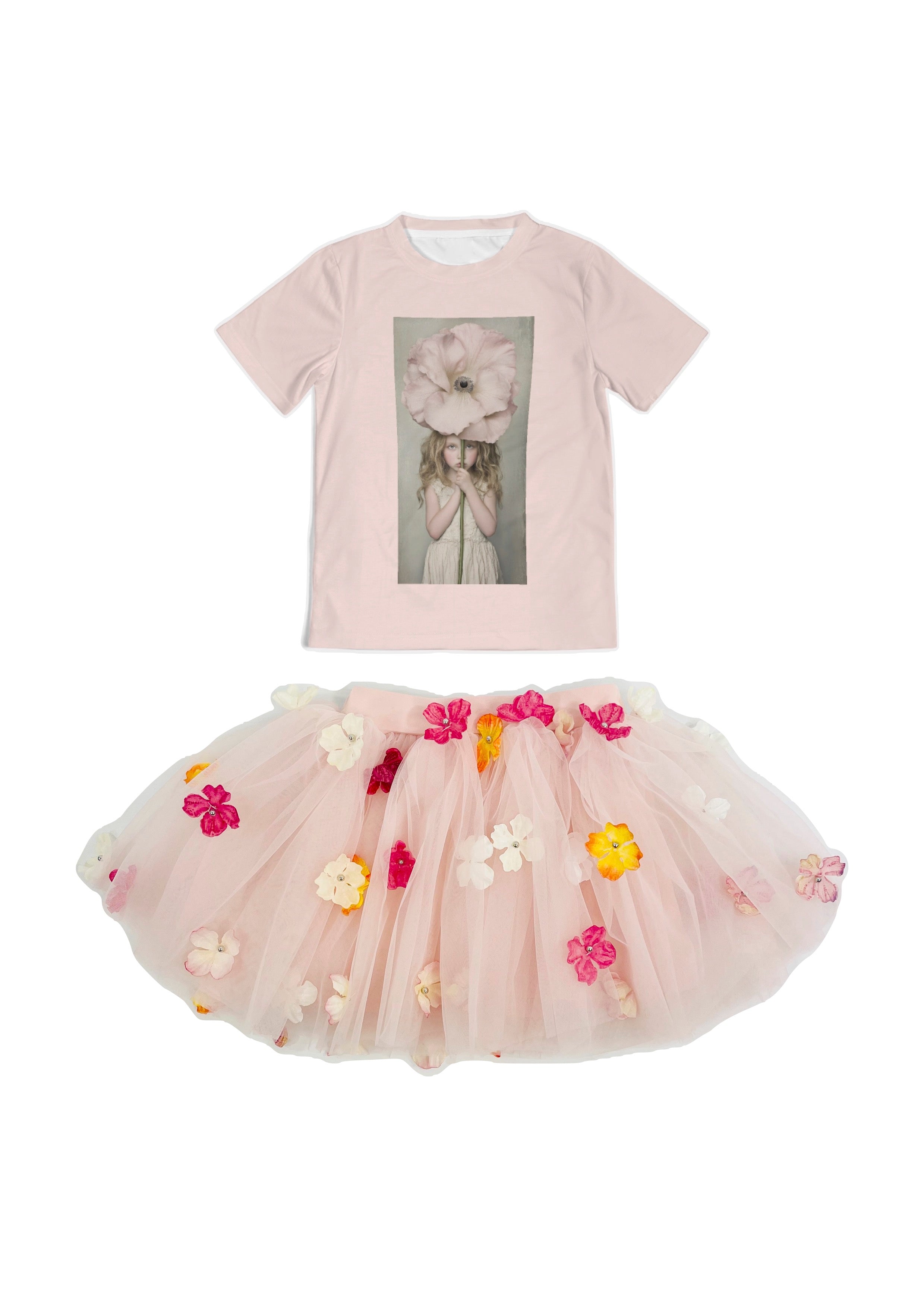 DOLLY POTPOURRI FLOWER GIRL PINK Kids  All-Over Print Tee