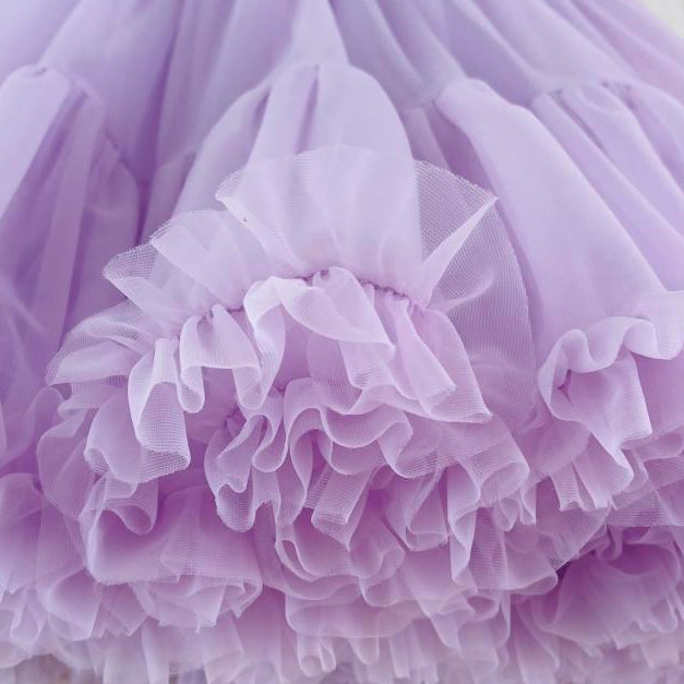 Close-up of ruffled purple fabric
