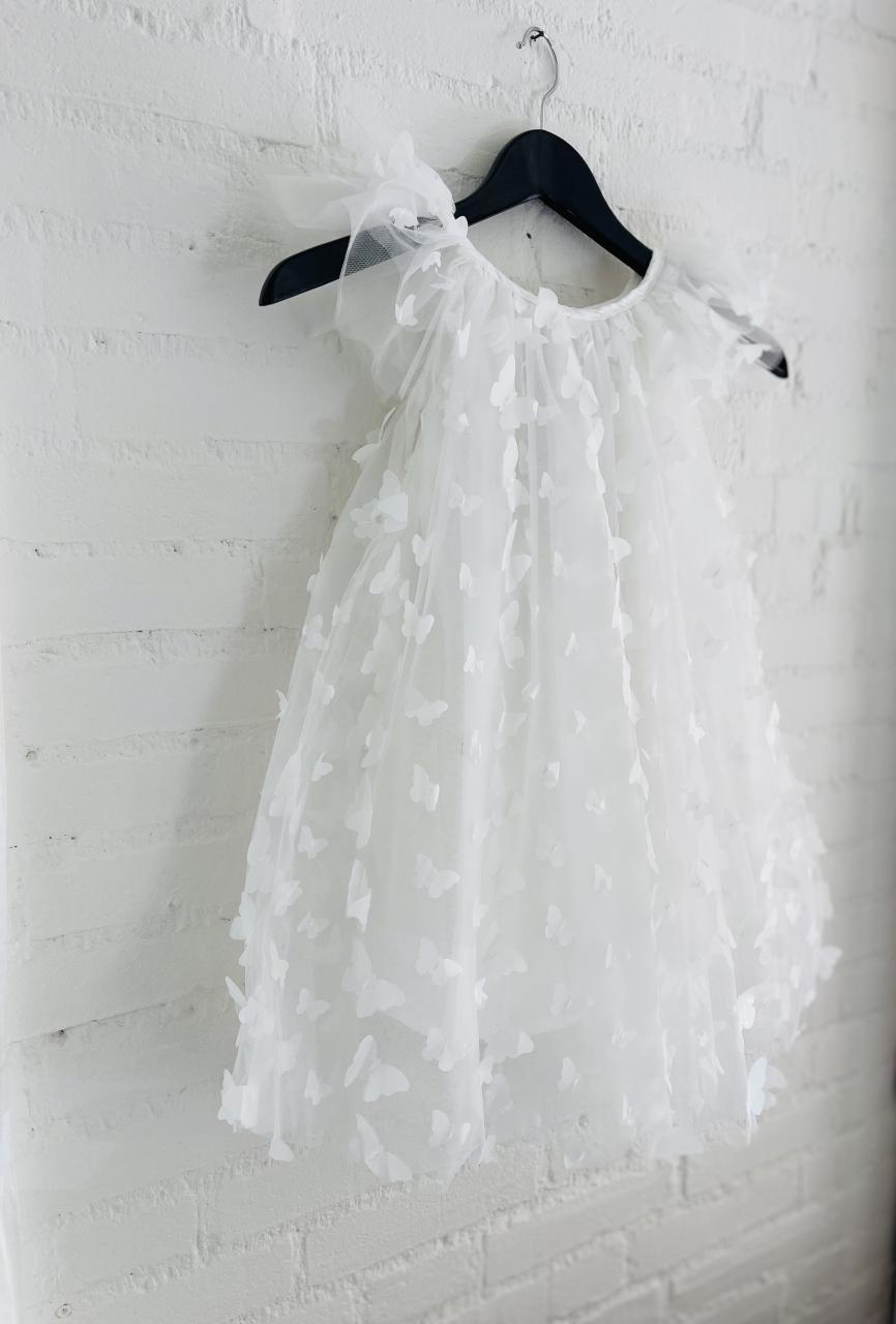 VESTIDO DE TUTÚ CON MARIPOSAS DOLLY by Le Petit Tom ® blanco