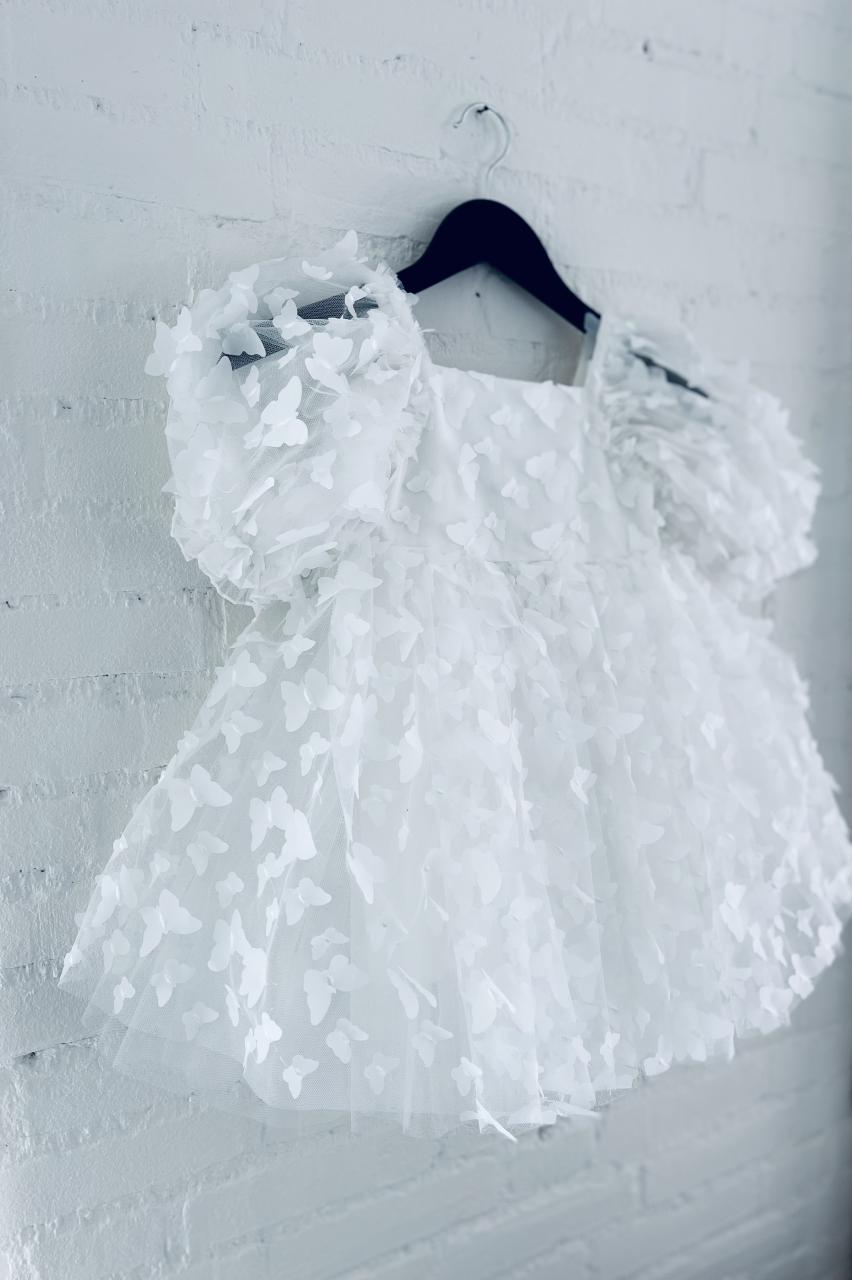 DOLLY ALLOVER BUTTERFLIES BABYDOLL DRESS white