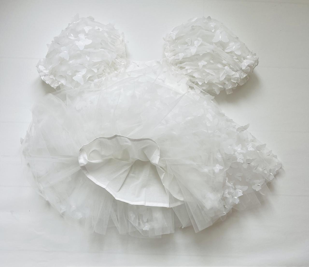 DOLLY ALLOVER BUTTERFLIES BABYDOLL DRESS white