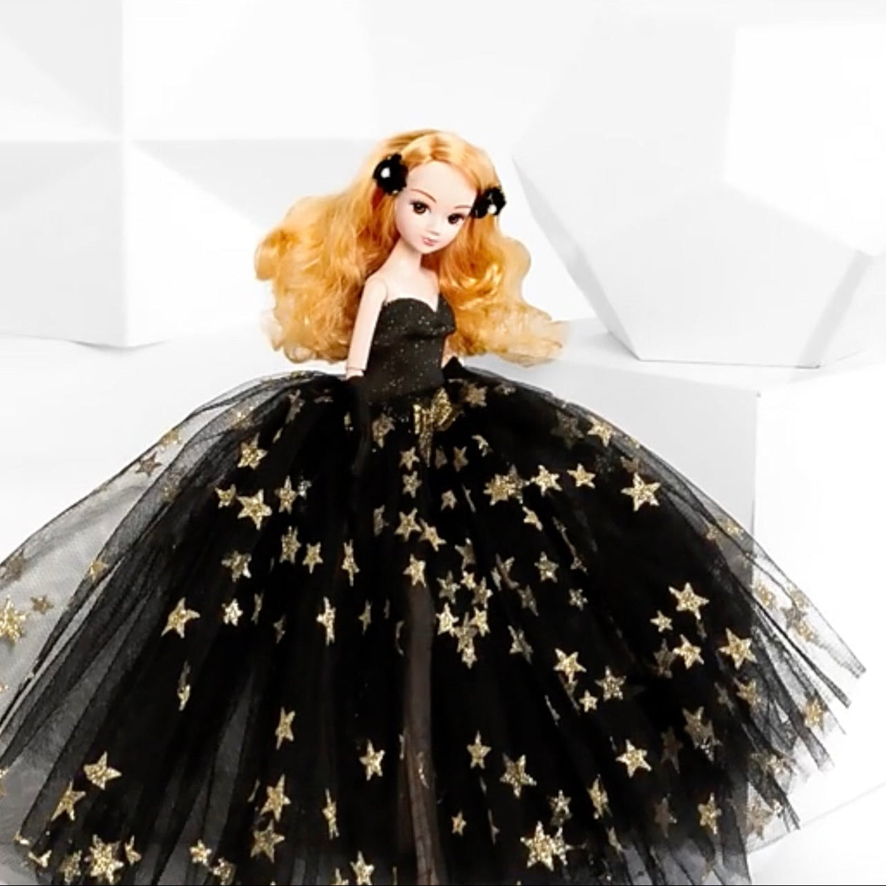 DOLLY® STAR DOLL WITH BLACK & GOLD STARS TUTU DRESS - Bjd 12 joints 12 inch 30 cm 1/6 scale fashion doll