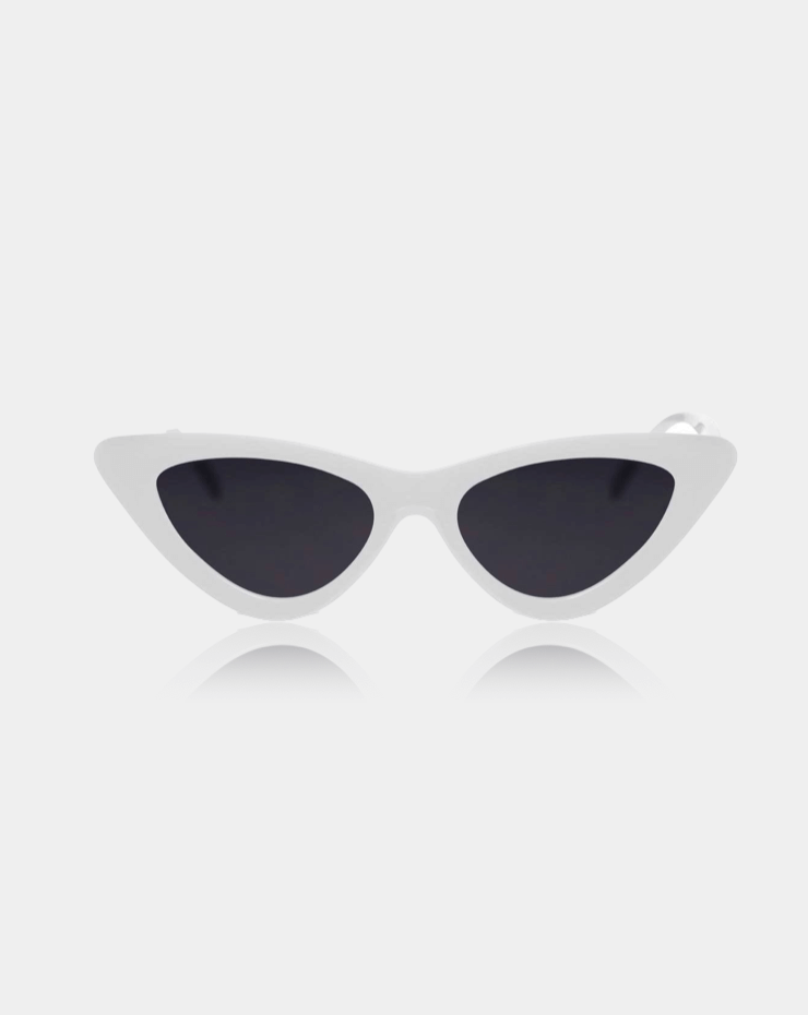 DOLLY CAT EYE SUNGLASSES WITH LEATHER CASE & POUCH white display picture 1