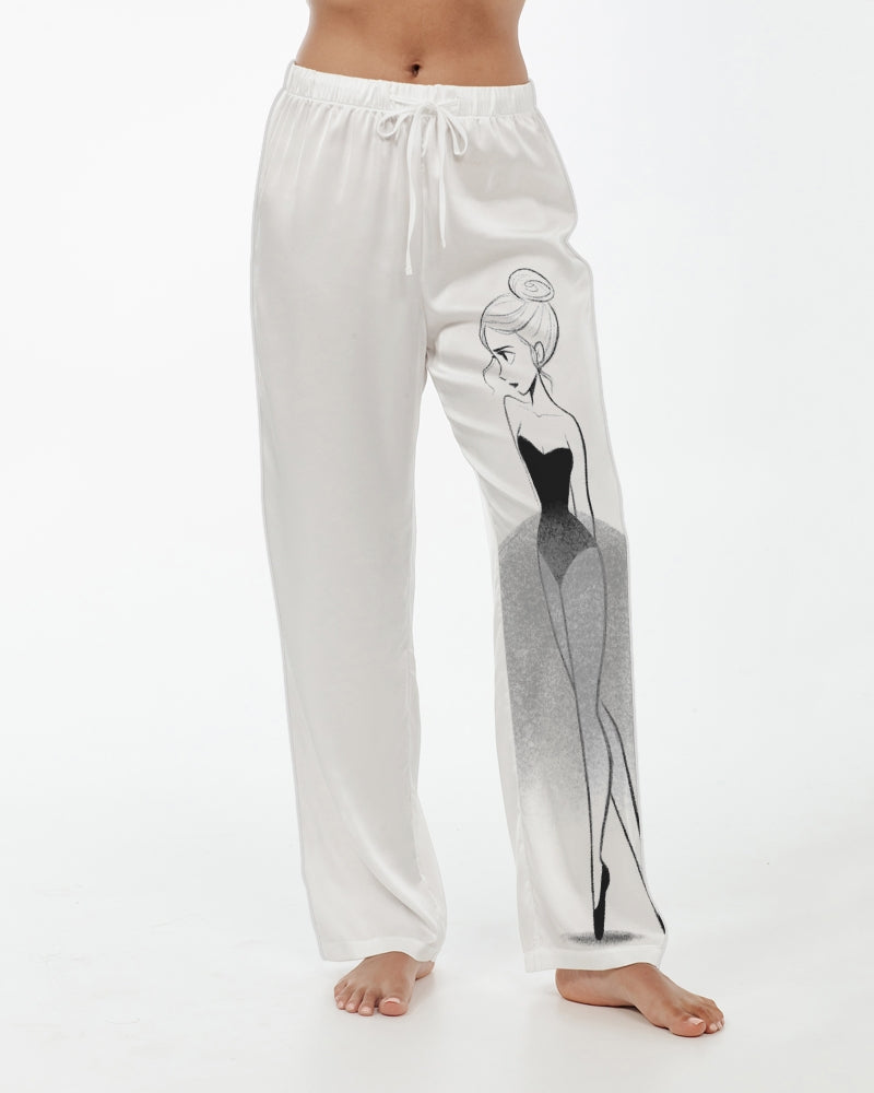 DOLLY® Doodling Ballerina Women's Satin Pajama Pants