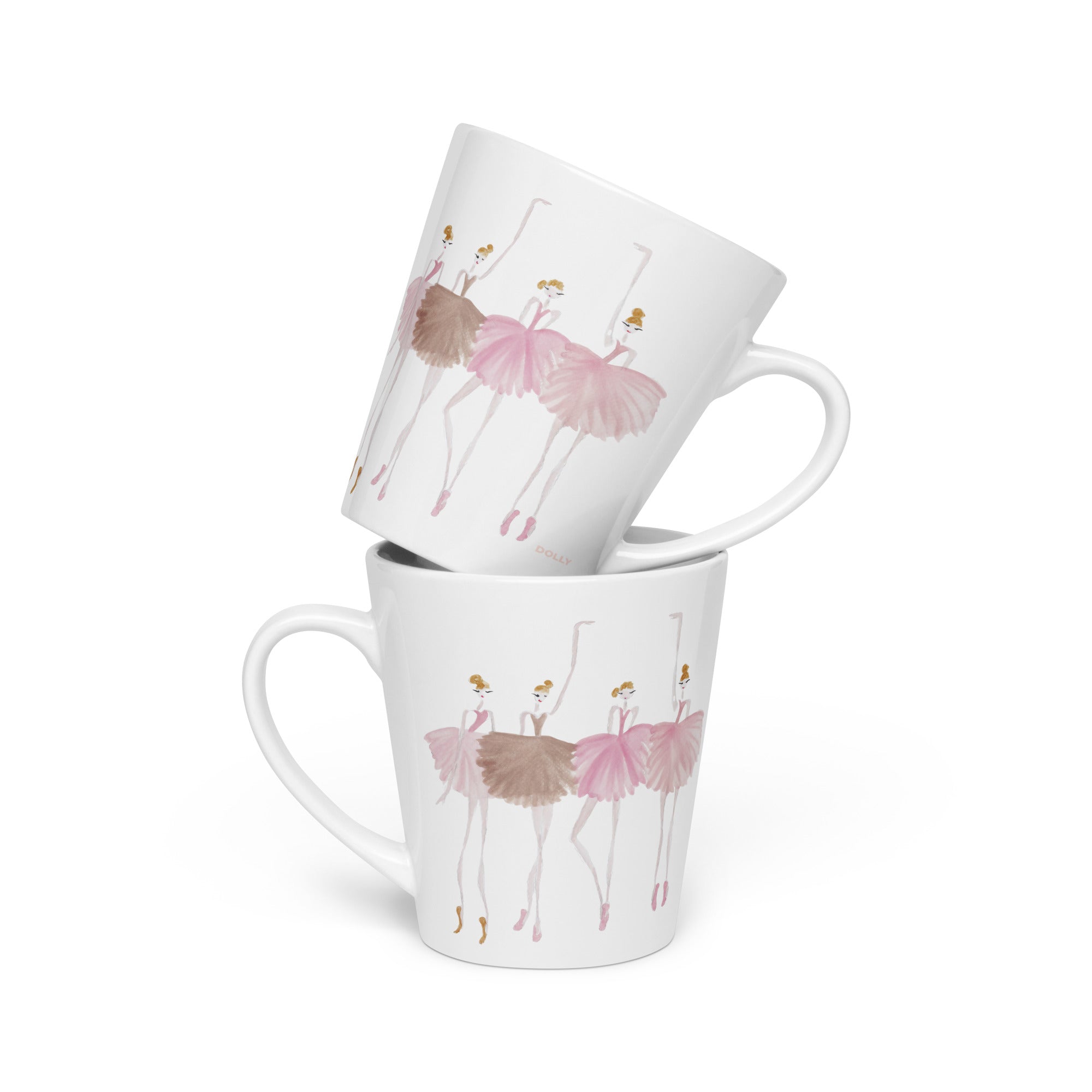 DOLLY Watercolor ballerinas "Girls have more fun' latte mug