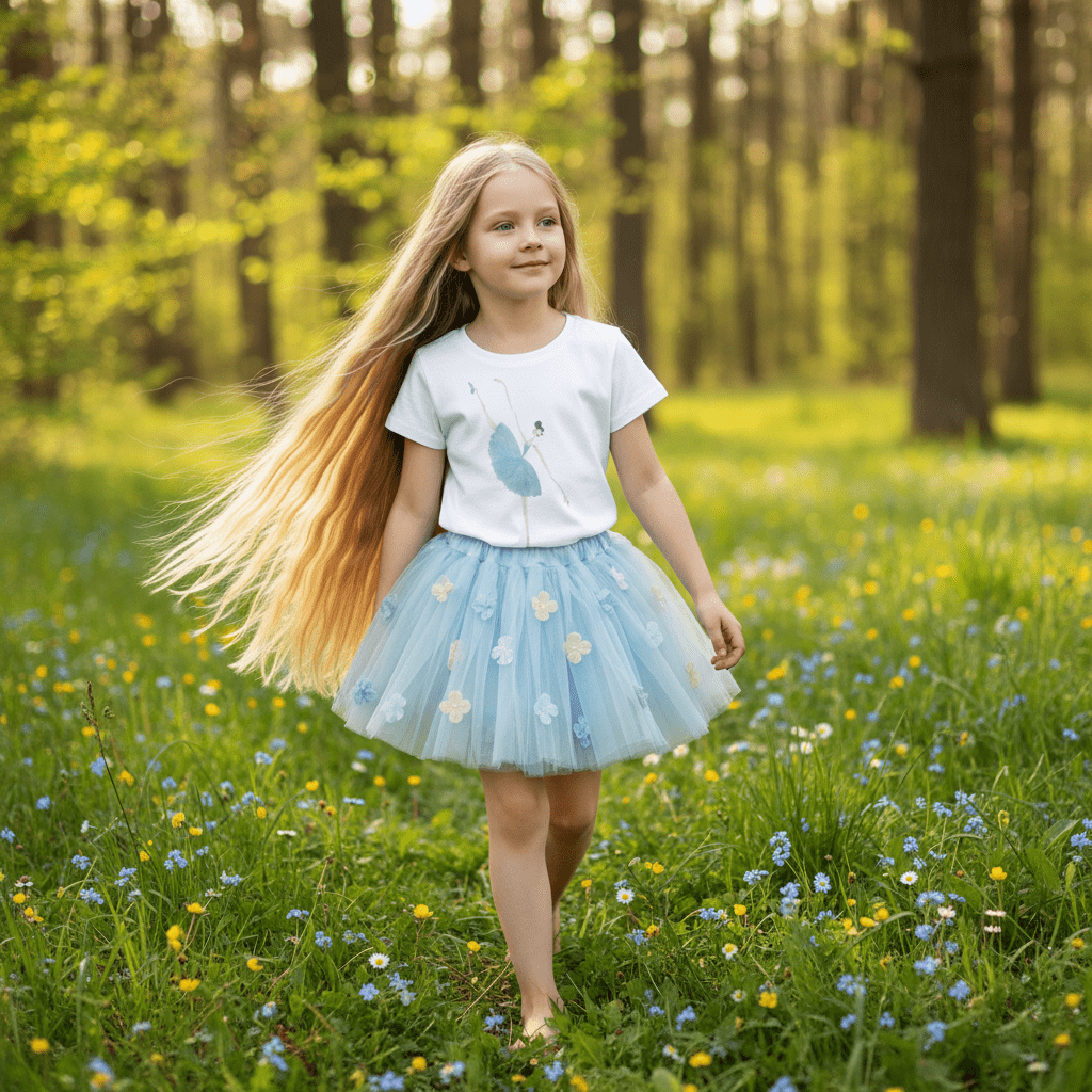 DOLLY Watercolor Blue Ballerina Kids Tee