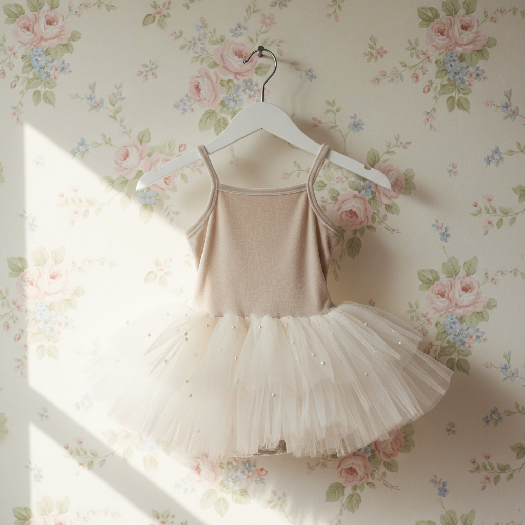 DOLLY® VELVET LEOTARD ROMPER WITH PEARL TULLE cream ⚪