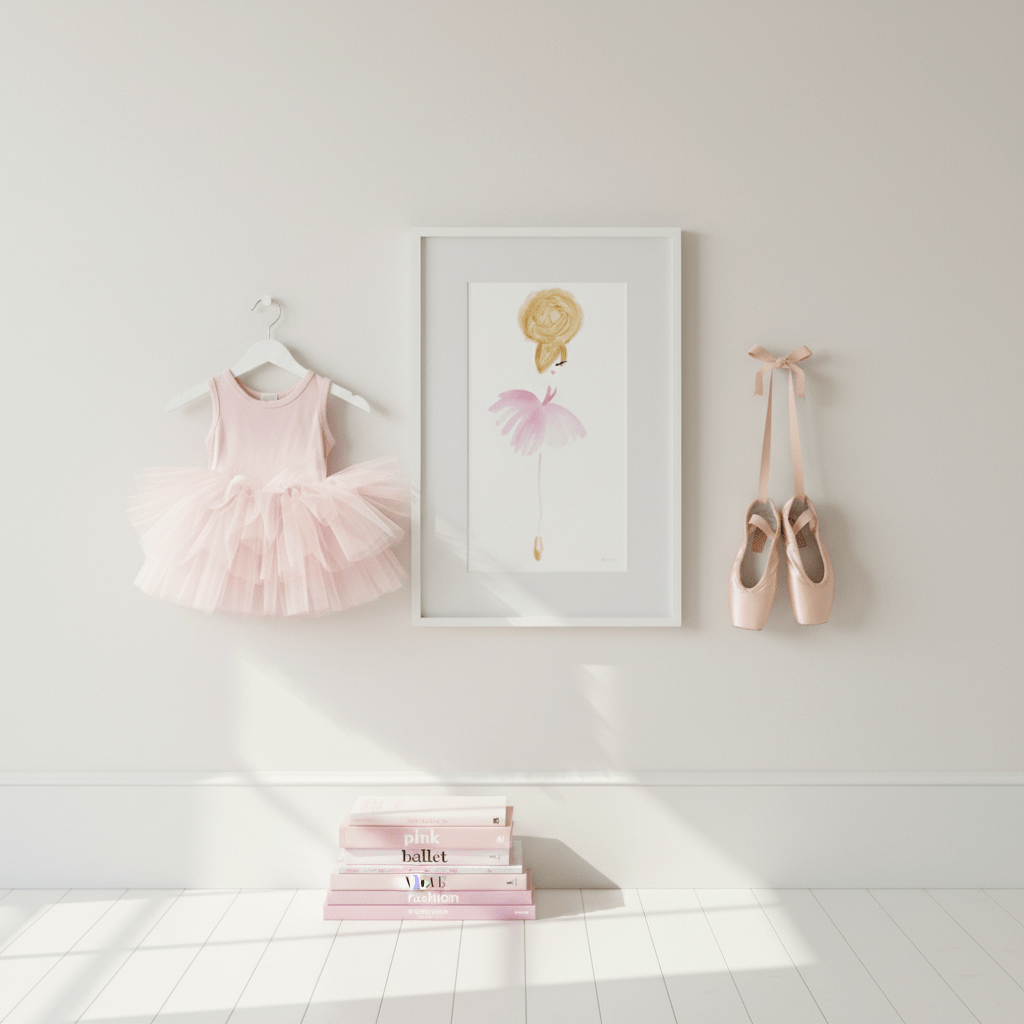 DOLLY Sunny Pink Watercolor Art Work on Matte Paper Framed Poster