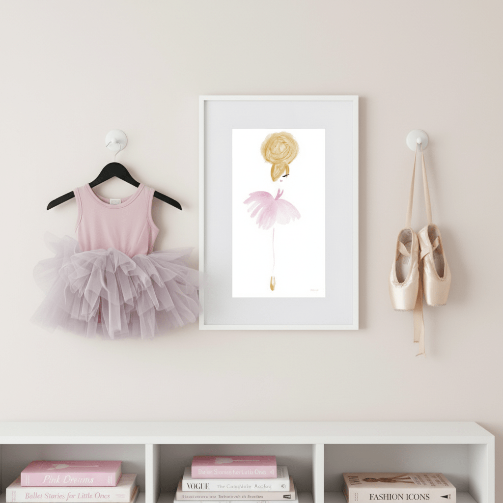 DOLLY Sunny Pink Watercolor Art Work on Matte Paper Framed Poster