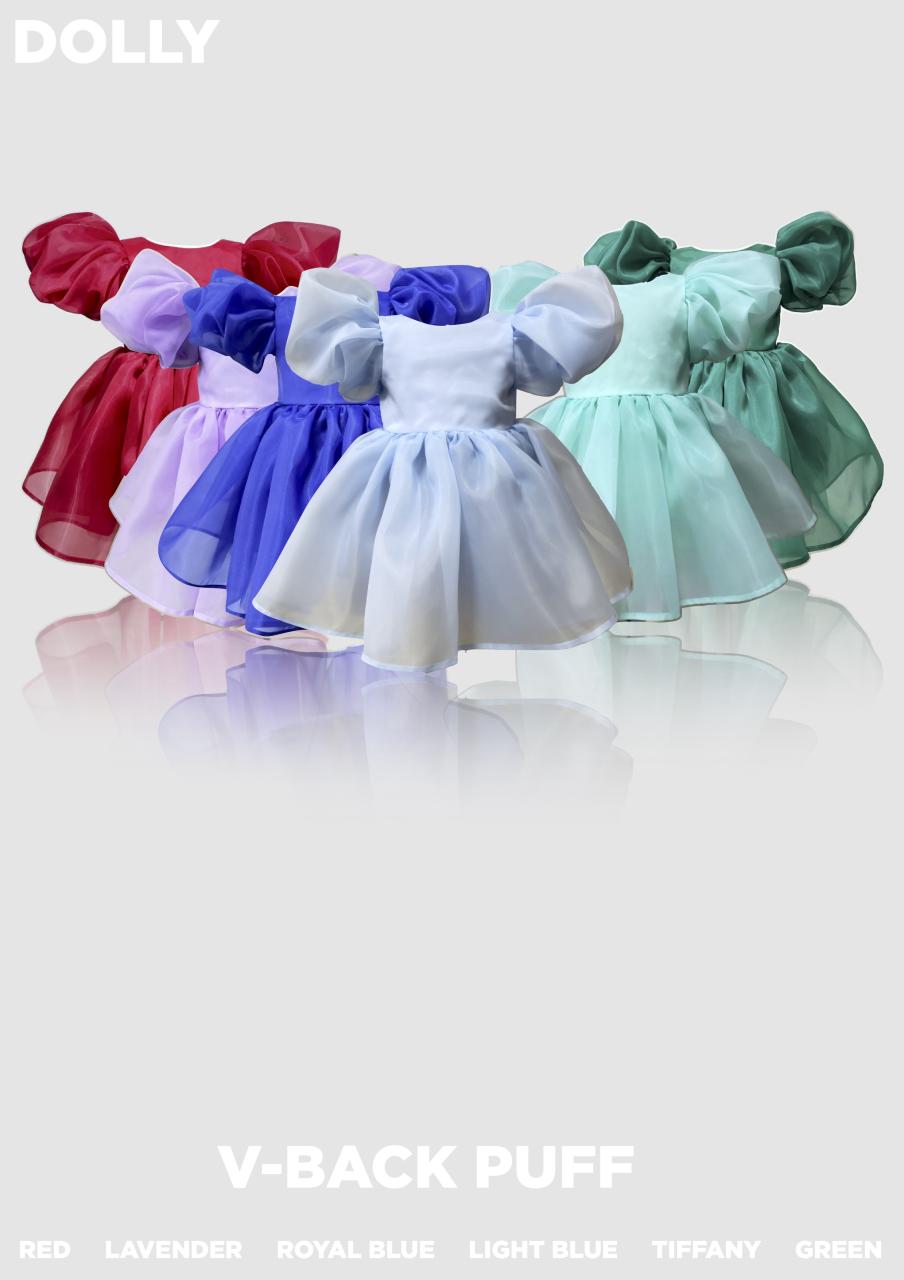 DOLLY V-BACK PUFF SLEEVE ORGANZA TUTU DRESS lavender