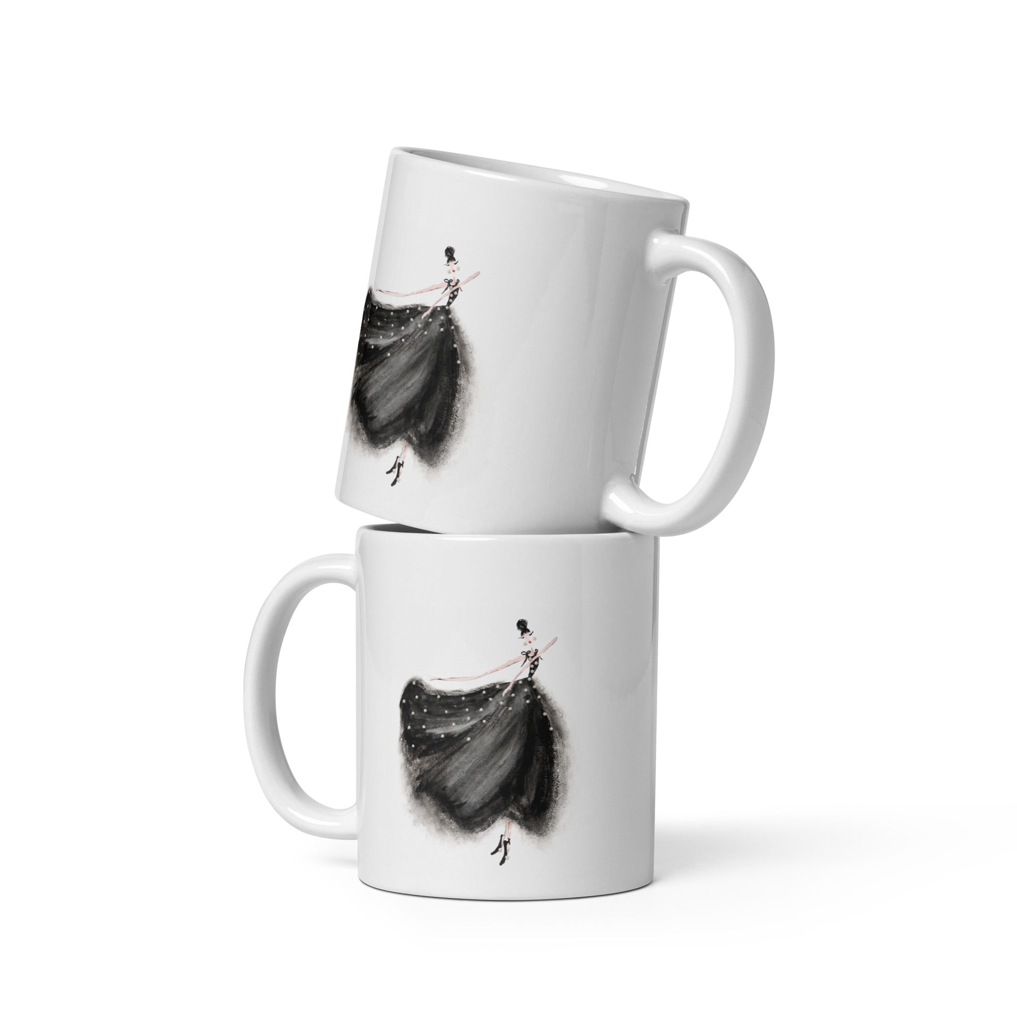 DOLLY Watercolor Black Pearl Ballerina mug