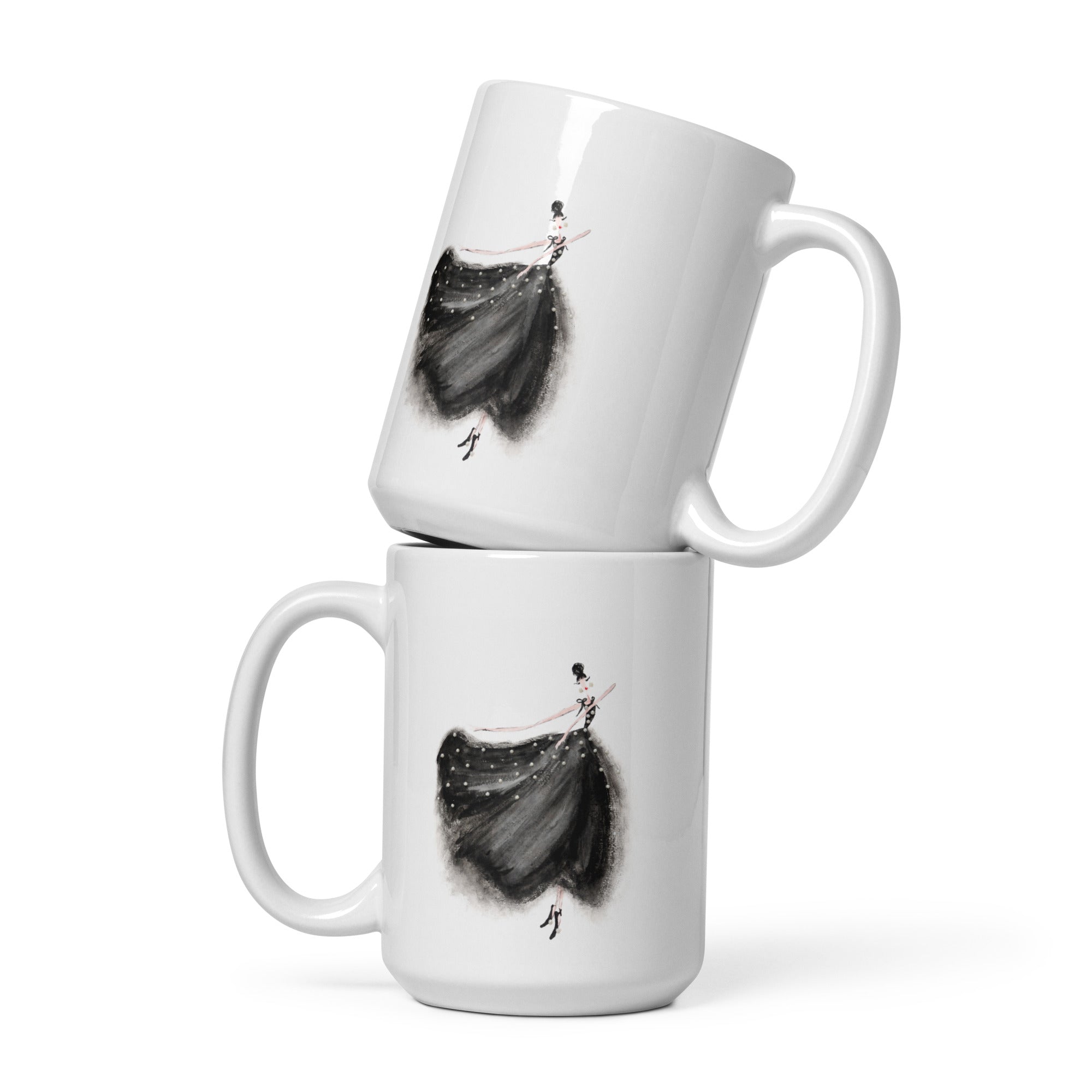 DOLLY Watercolor Black Pearl Ballerina mug