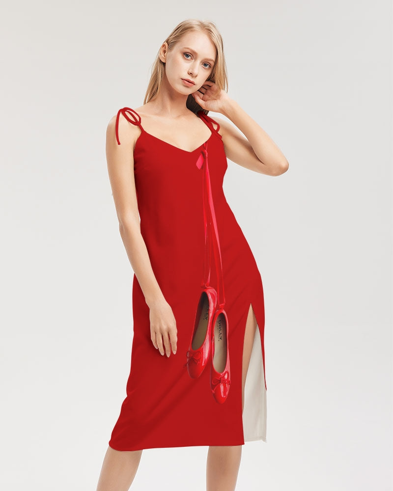 DOLLY RED BALLERINAS RED Women's Tie Strap Split Dress red
