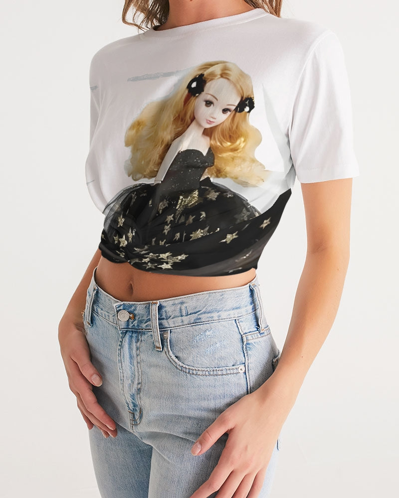 DOLLY® Fashion Doll Star Women's Twist-Front Cropped Tee