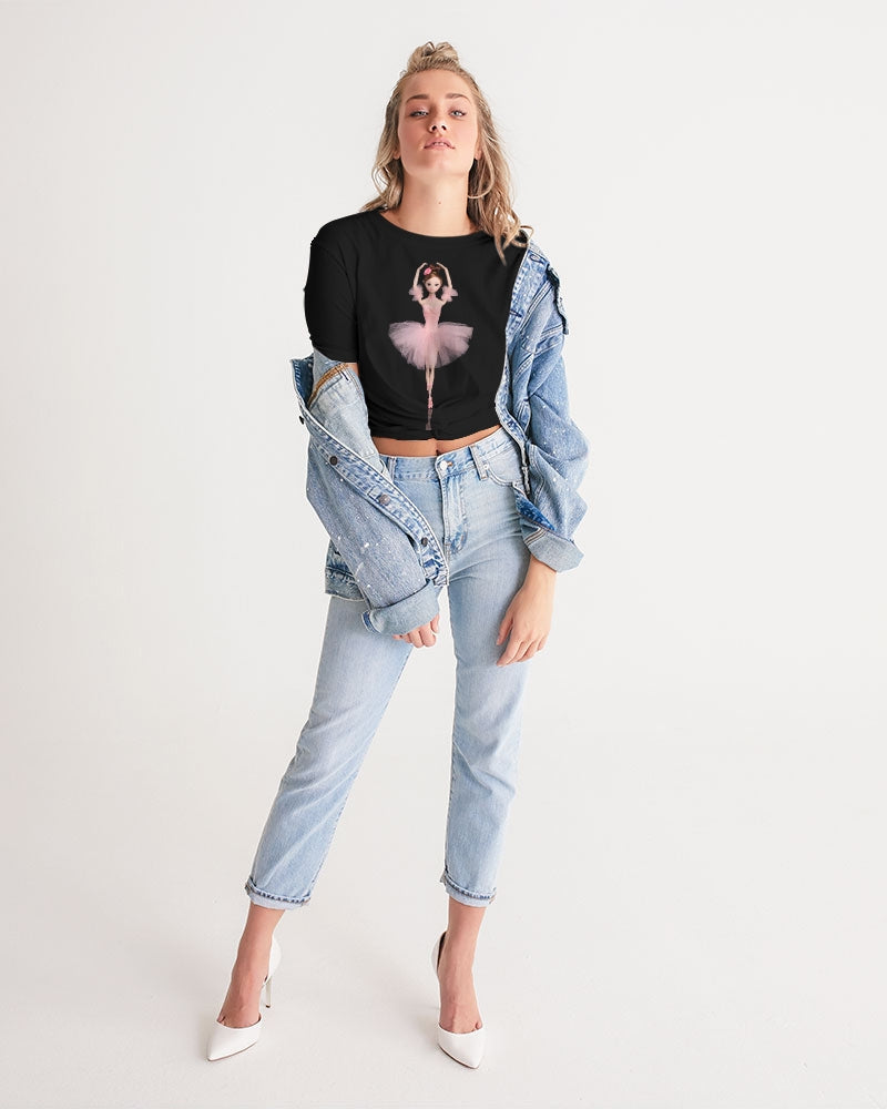 DOLLY ® Ballerina Doll Pink Women's Twist-Front Cropped Tee