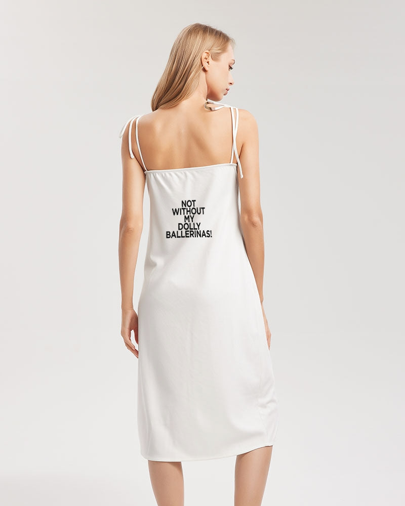 DOLLY PINK BALLERINAS Women's Tie Strap Split Dress white