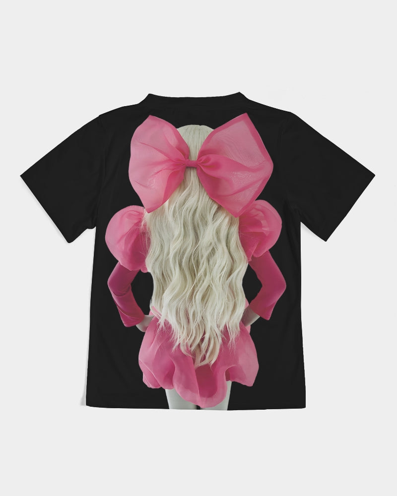 DOLLY WORLD MANNEQUIN BOW BARBIE PINK Black Kids Tee