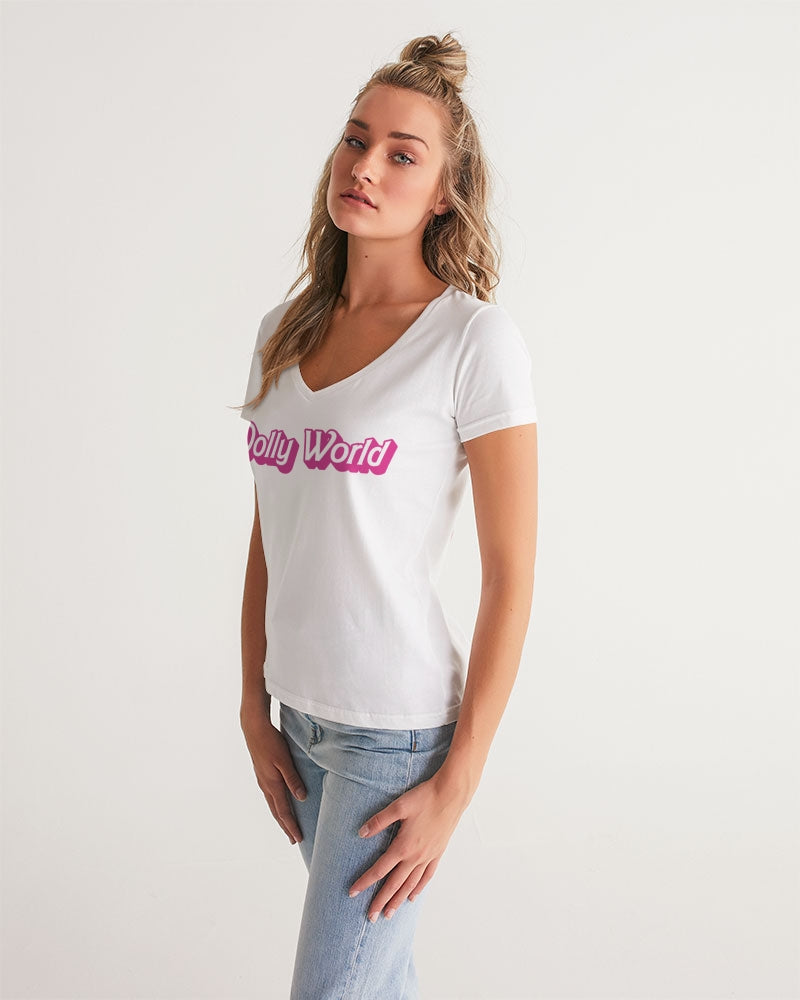 DOLLY WORLD MANNEQUIN BOW Women's V-Neck Tee