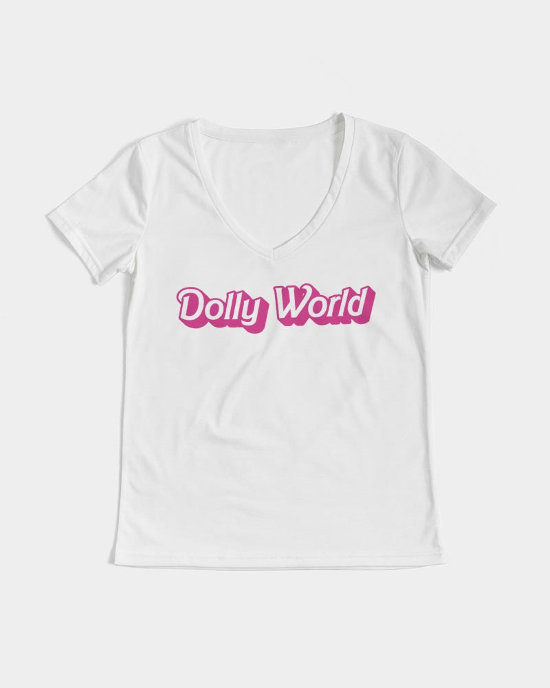 DOLLY WORLD MANNEQUIN BOW Women's V-Neck Tee