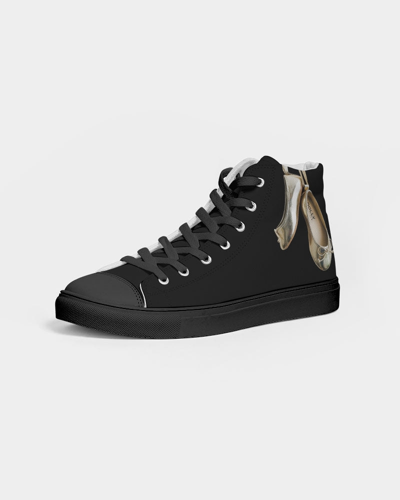 NOT WITHOUT MY DOLLY BALLERINAS WITH GOLD BALLERINAS Women's Hightop Canvas Shoe black
