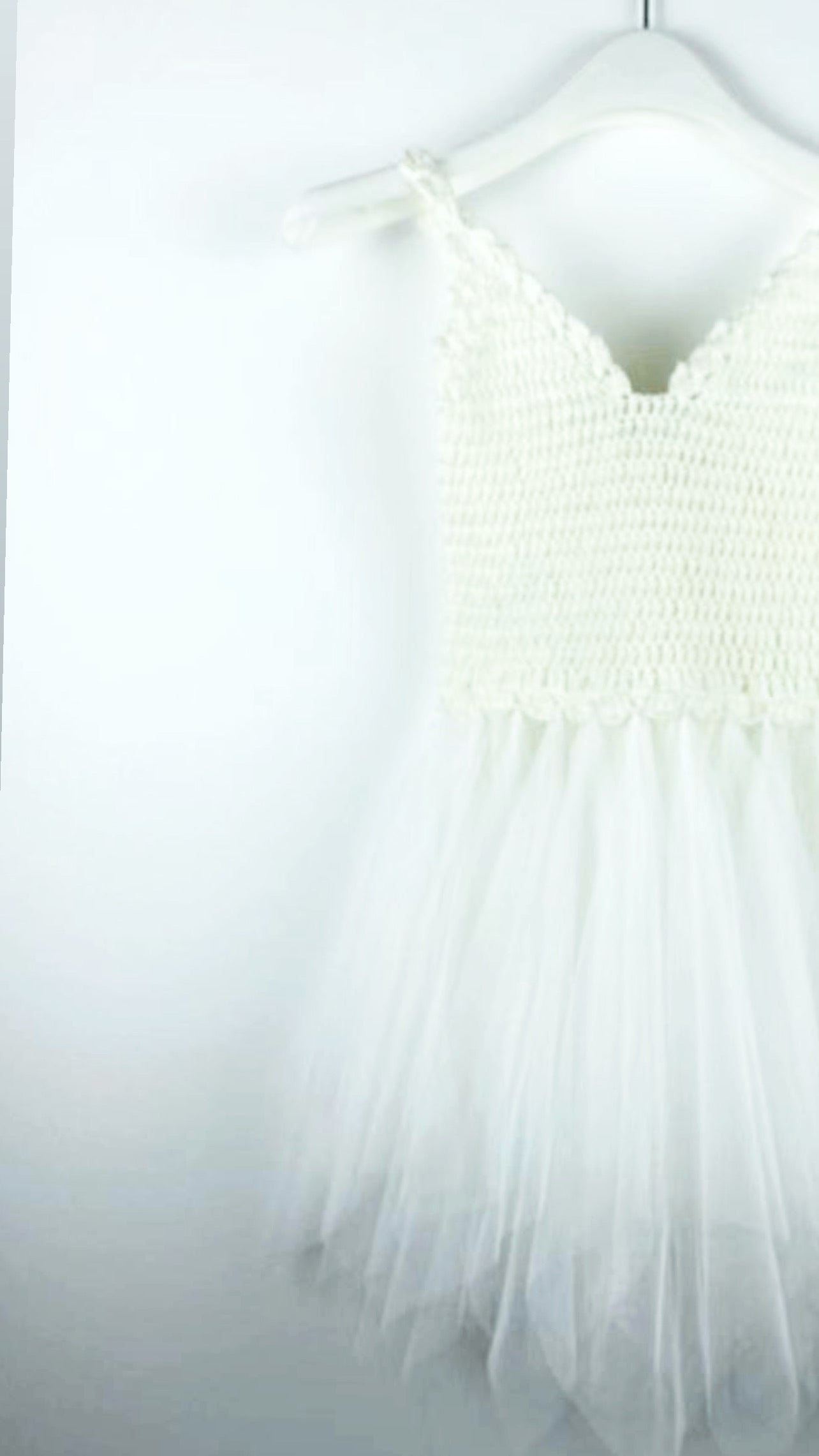 DOLLY by Le Petit Tom ® VESTIDO TUTÚ CROCHET CUELLO PICO blanco roto