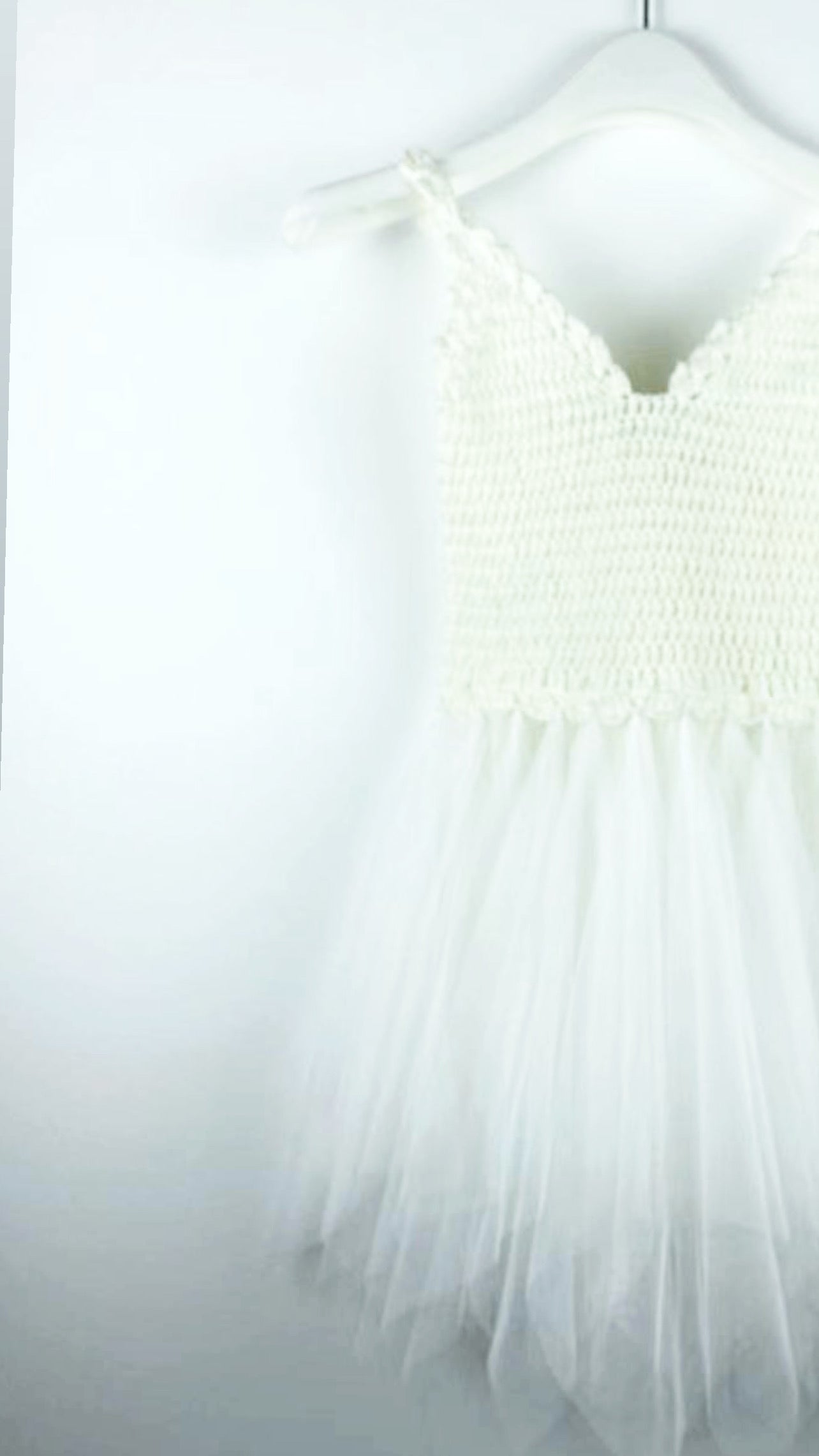 DOLLY by Le Petit Tom ® CROCHET TUTU DRESS V-NECK off-white