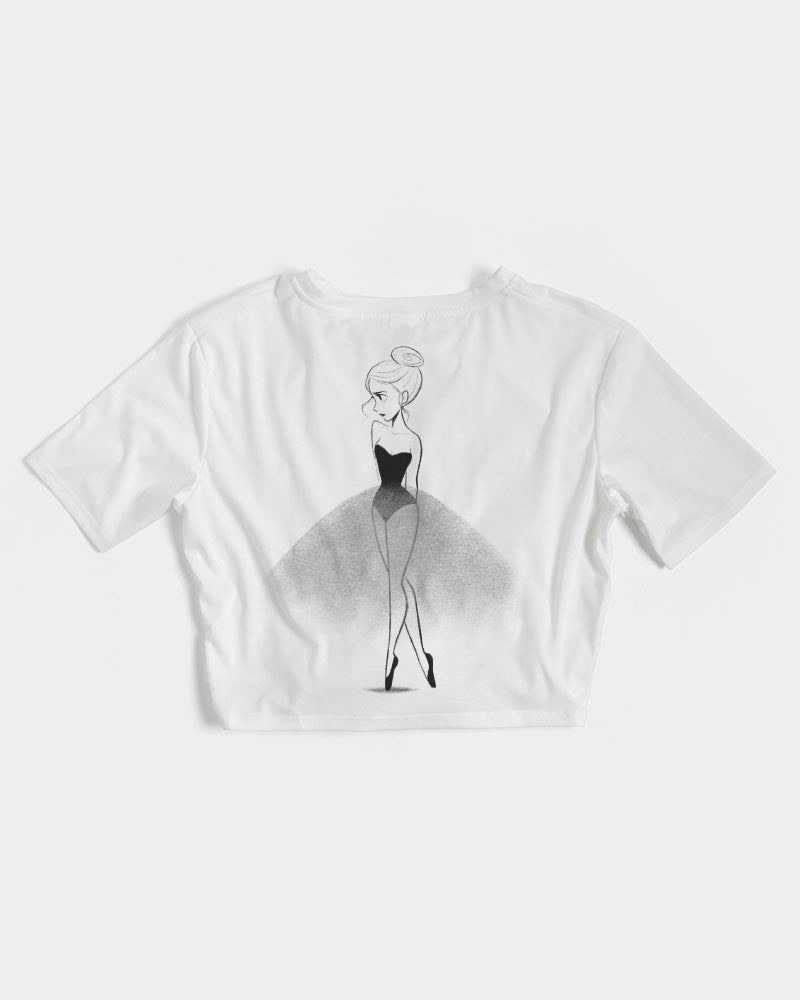 DOLLY DOODLING Ballerina Women's & Teens Twist-Front Cropped Tee