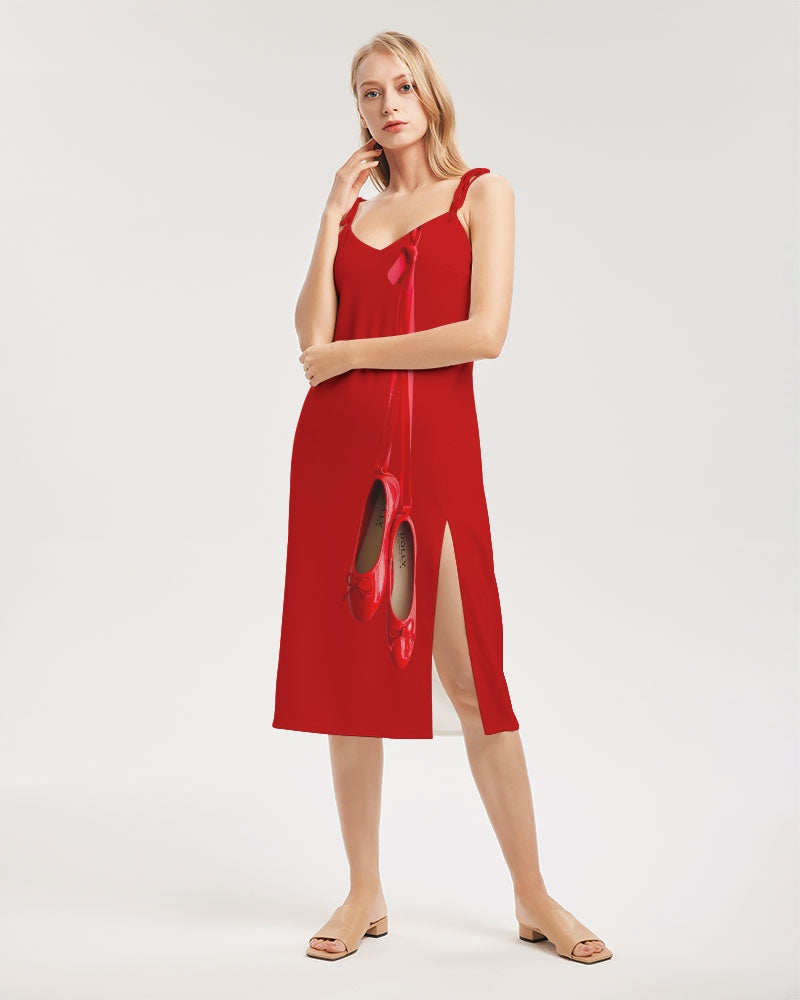 DOLLY RED BALLERINAS RED Women's Tie Strap Split Dress red