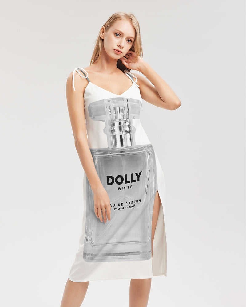 DOLLY WHITE PERFUME BOTTLE Women's Tie Strap Split Dress white