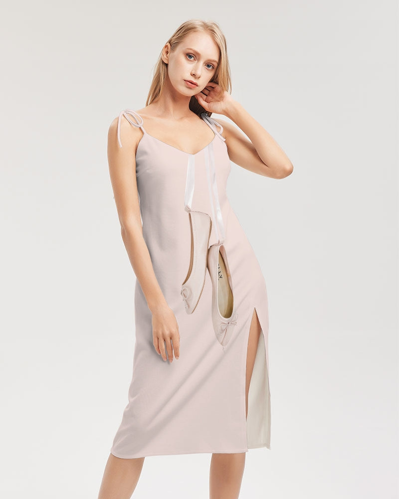 DOLLY PINK BALLERINAS Women's Tie Strap Split Dress dollypink