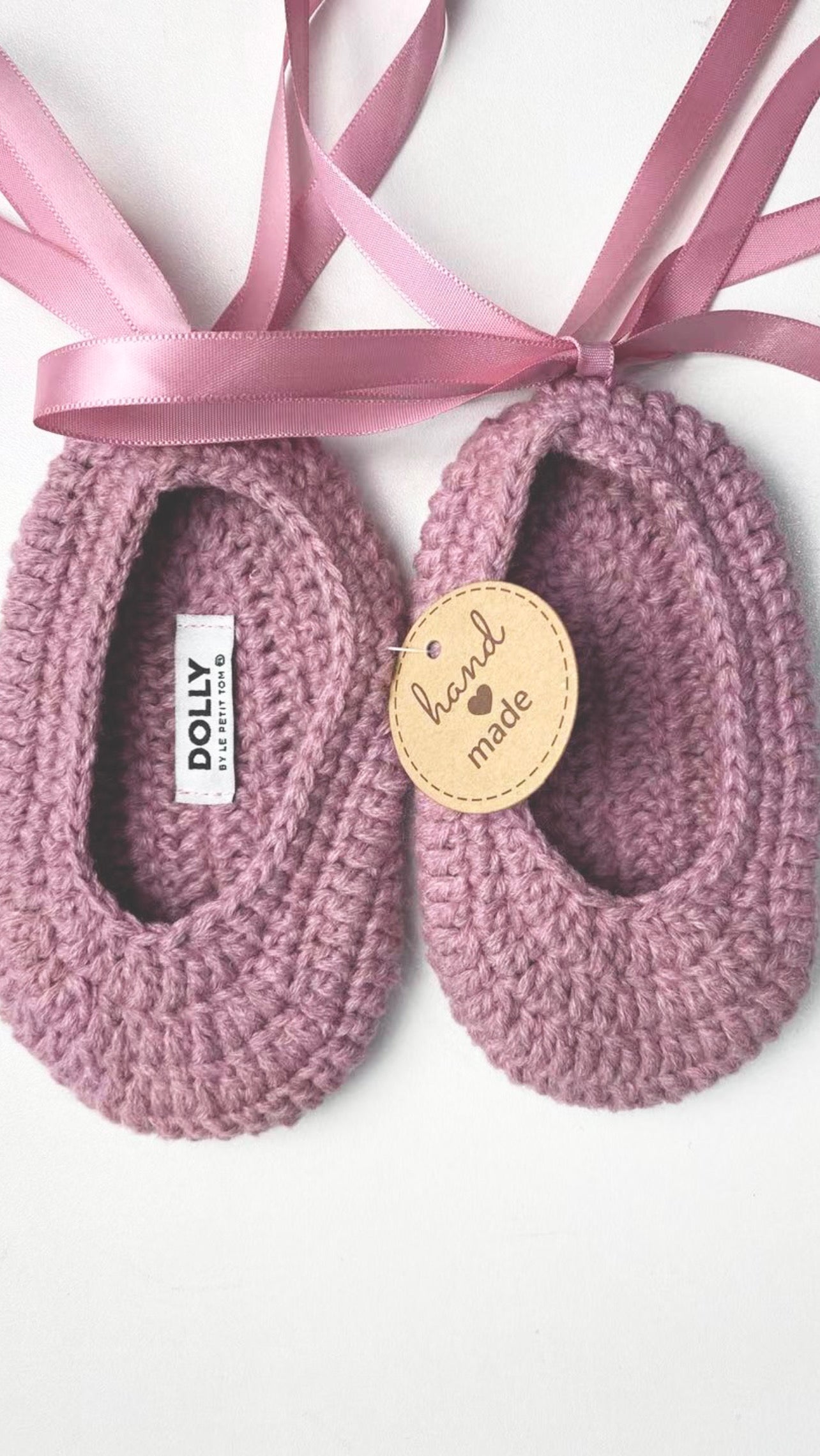 DOLLY by Le Petit Tom ® BAILARINAS BEBÉ CROCHET malva