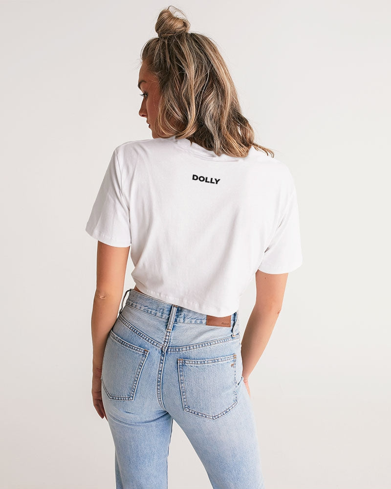 DOLLY ® Ballerina Doll White Women's Twist-Front Cropped Tee