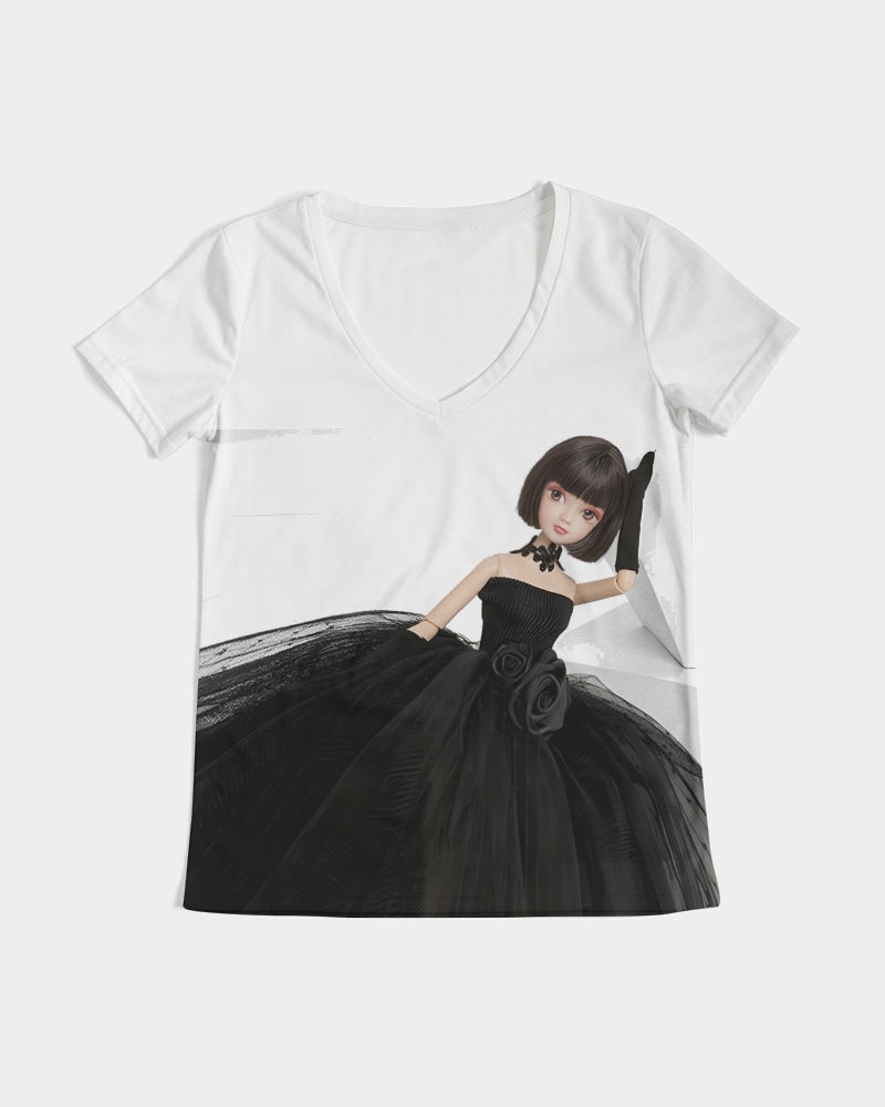 DOLLY® Fashion Doll Little Black Dress Women's V-Neck Tee