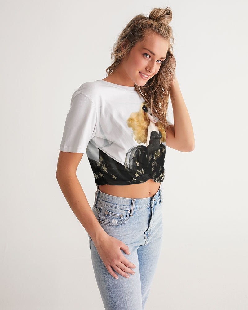 DOLLY® Fashion Doll Star Women's Twist-Front Cropped Tee