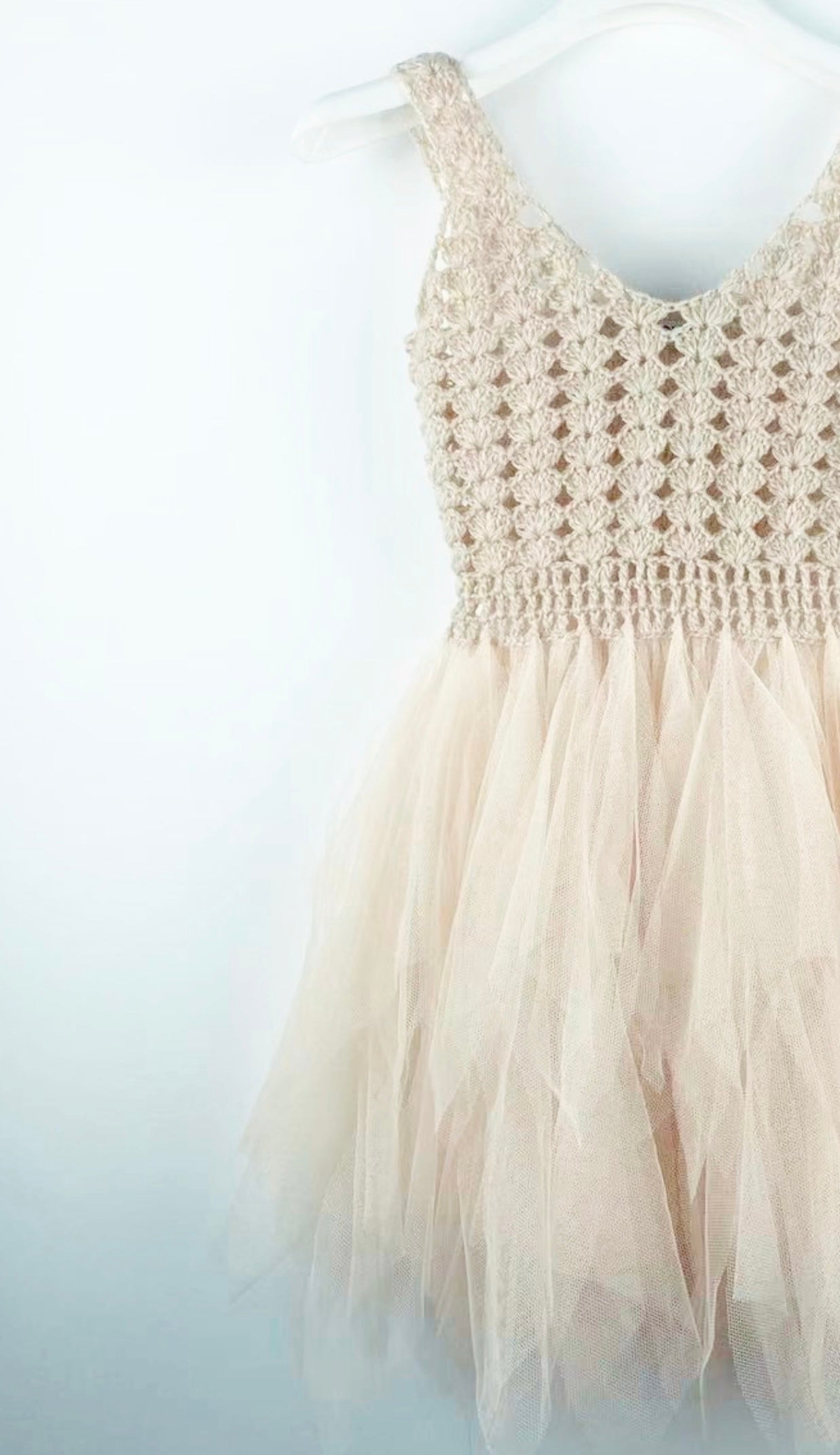 DOLLY by Le Petit Tom ® VESTIDO CROCHET TUTU CONCHAS MARINAS crema