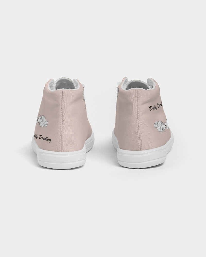 DOLLY DOODLING DOLLY PINK Kids Hightop Canvas Shoe