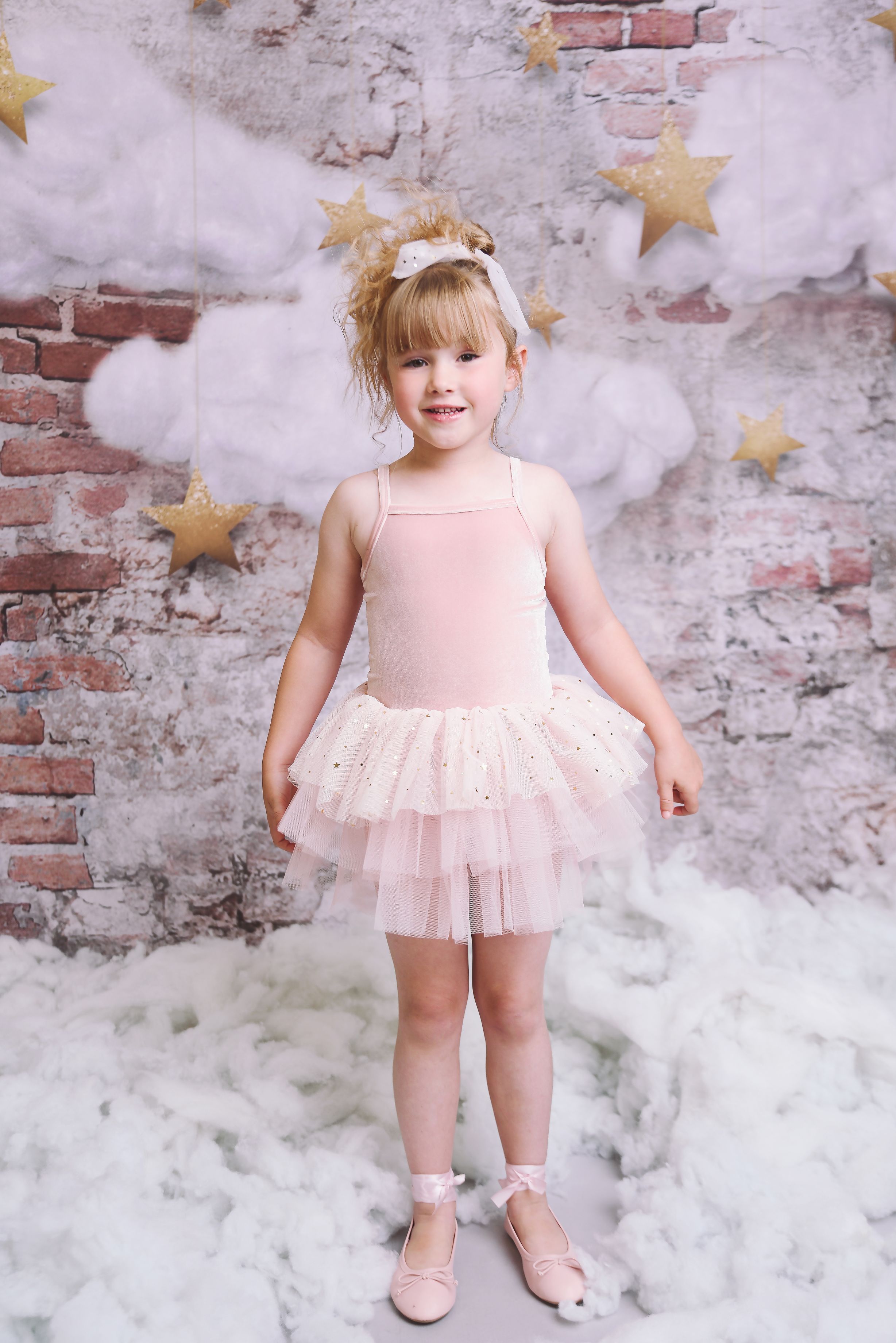 VESTIDO DE TUTU DE LEOTARD DE TERCIOPELO CON ESTRELLAS Y LUNA ⭐️ 🌙 TUL rosa ballet DOLLY®