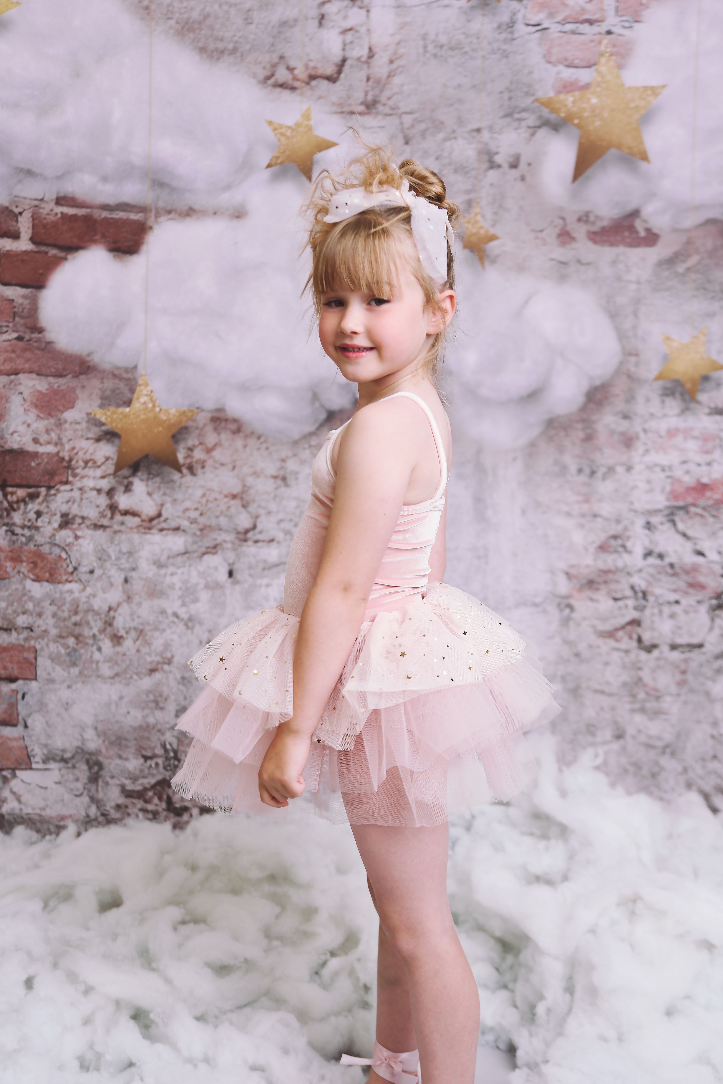 VESTIDO DE TUTU DE LEOTARD DE TERCIOPELO CON ESTRELLAS Y LUNA ⭐️ 🌙 TUL rosa ballet DOLLY®