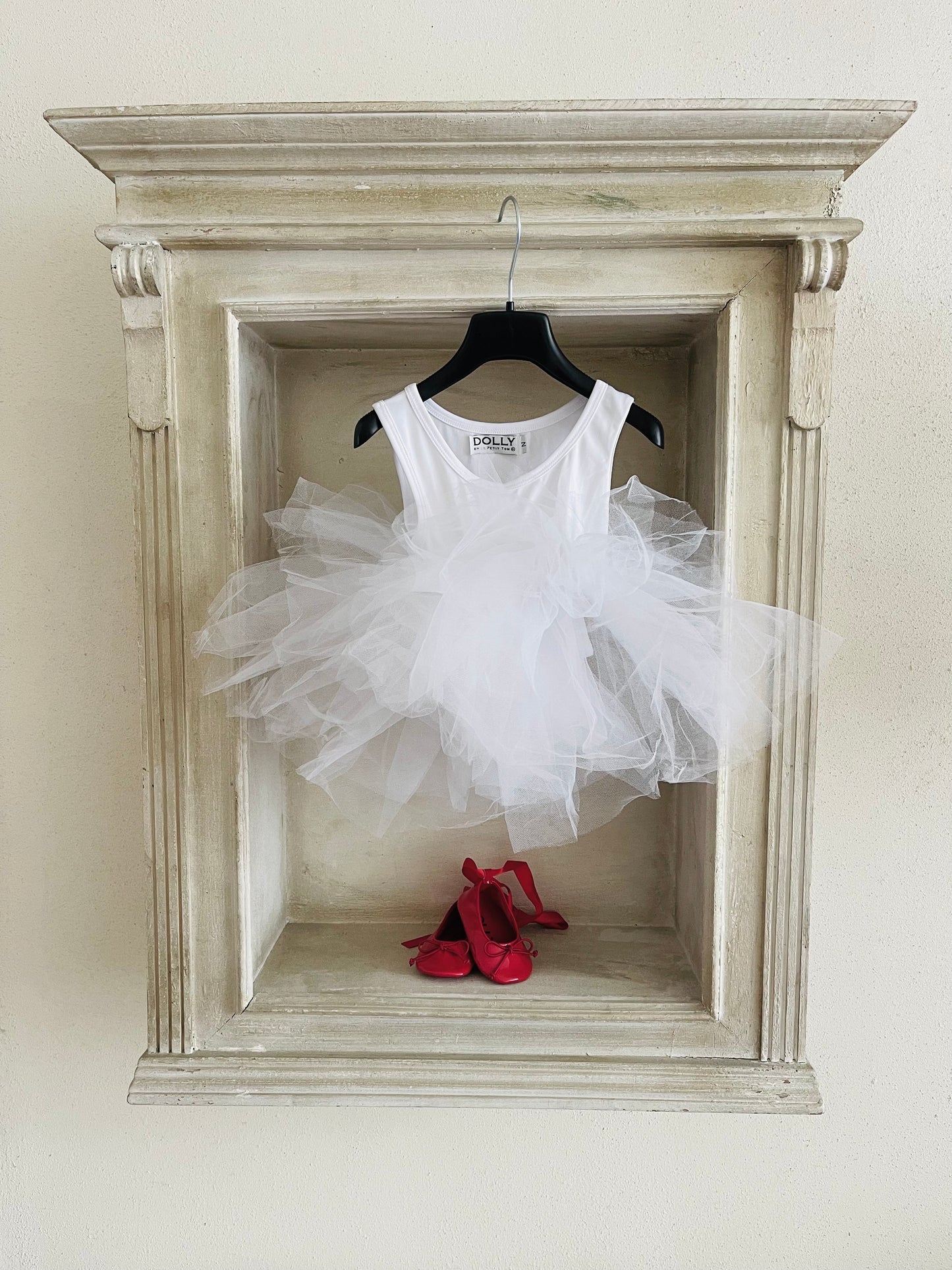 DOLLY by Le Petit Tom ® BABY BALLERINAS WITH RIBBONS red