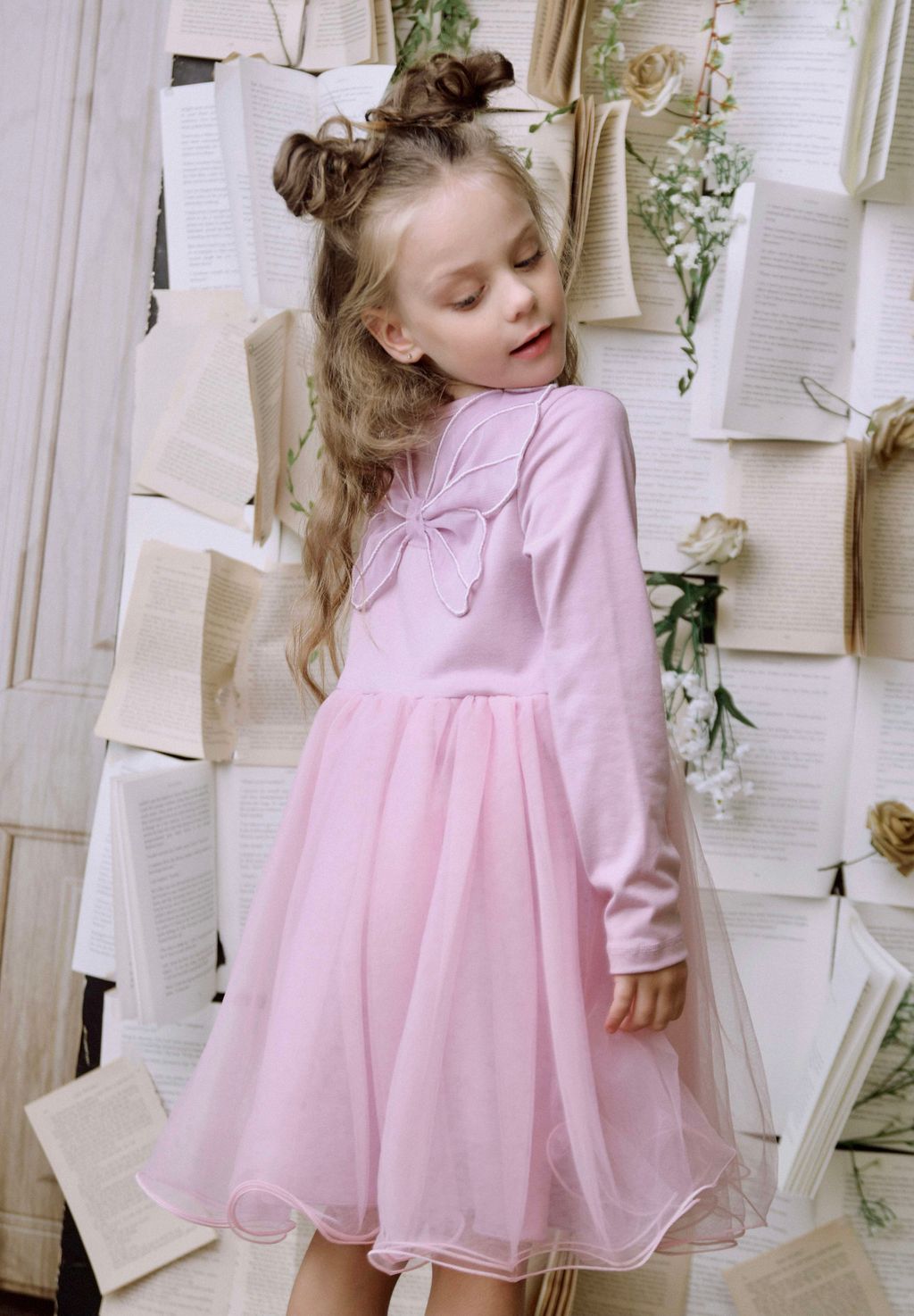 VESTIDO CON TUTÚ ALAS DE MARIPOSA DOLLY by Le Petit Tom ® rosa