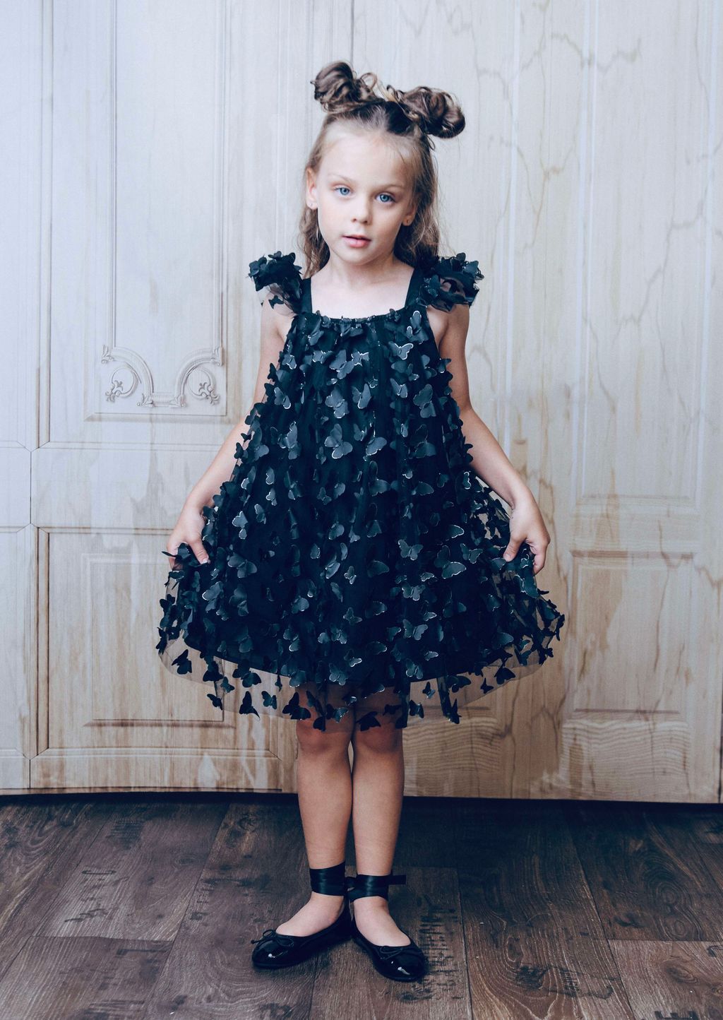 VESTIDO DE TUTÚ CON MARIPOSAS DOLLY by Le Petit Tom ® negro