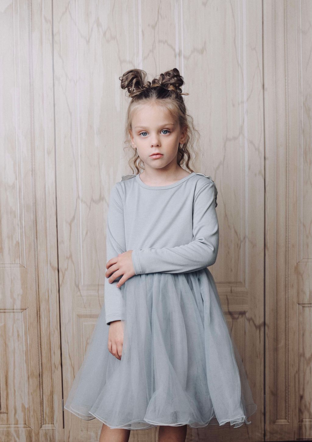 VESTIDO CON TUTÚ ALAS DE MARIPOSA DOLLY by Le Petit Tom ® gris plateado