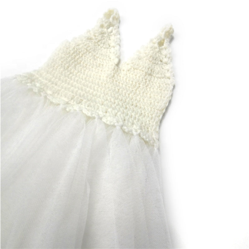 DOLLY by Le Petit Tom ® VESTIDO TUTÚ CROCHET CUELLO PICO blanco roto