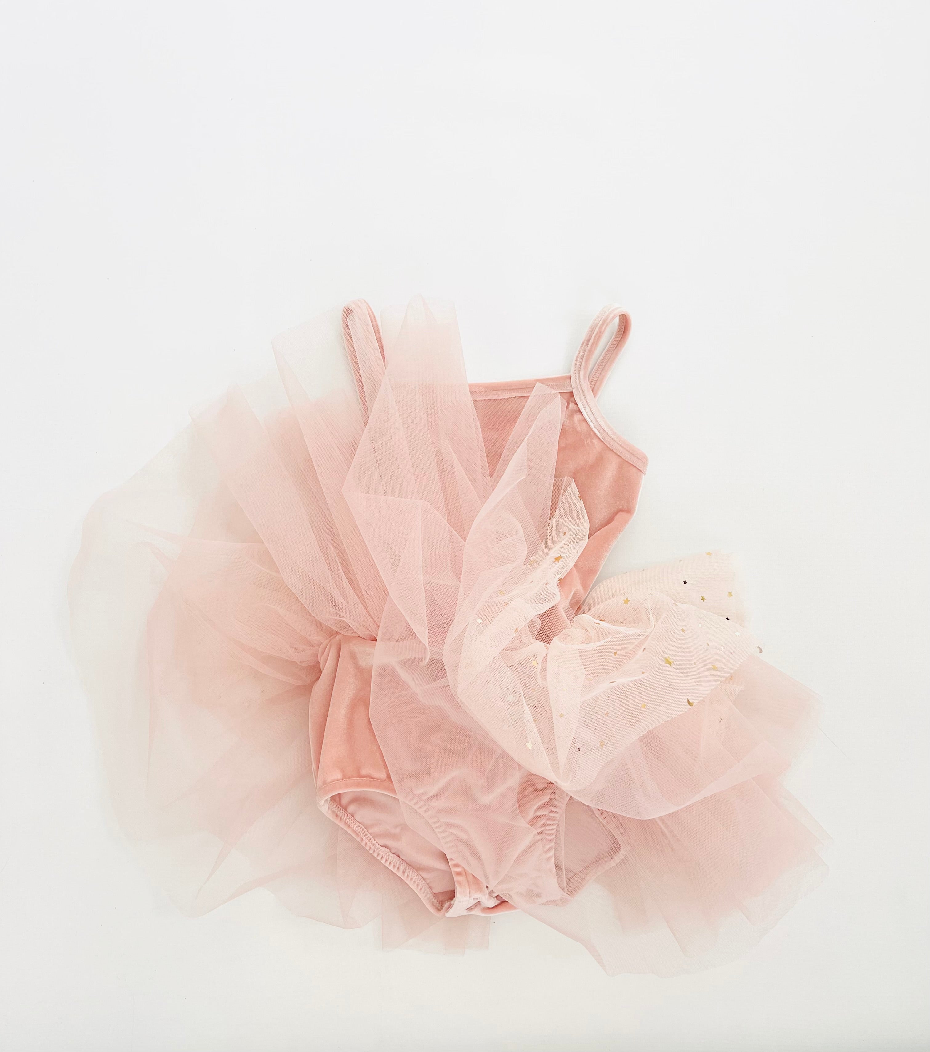 VESTIDO DE TUTU DE LEOTARD DE TERCIOPELO CON ESTRELLAS Y LUNA ⭐️ 🌙 TUL rosa ballet DOLLY®
