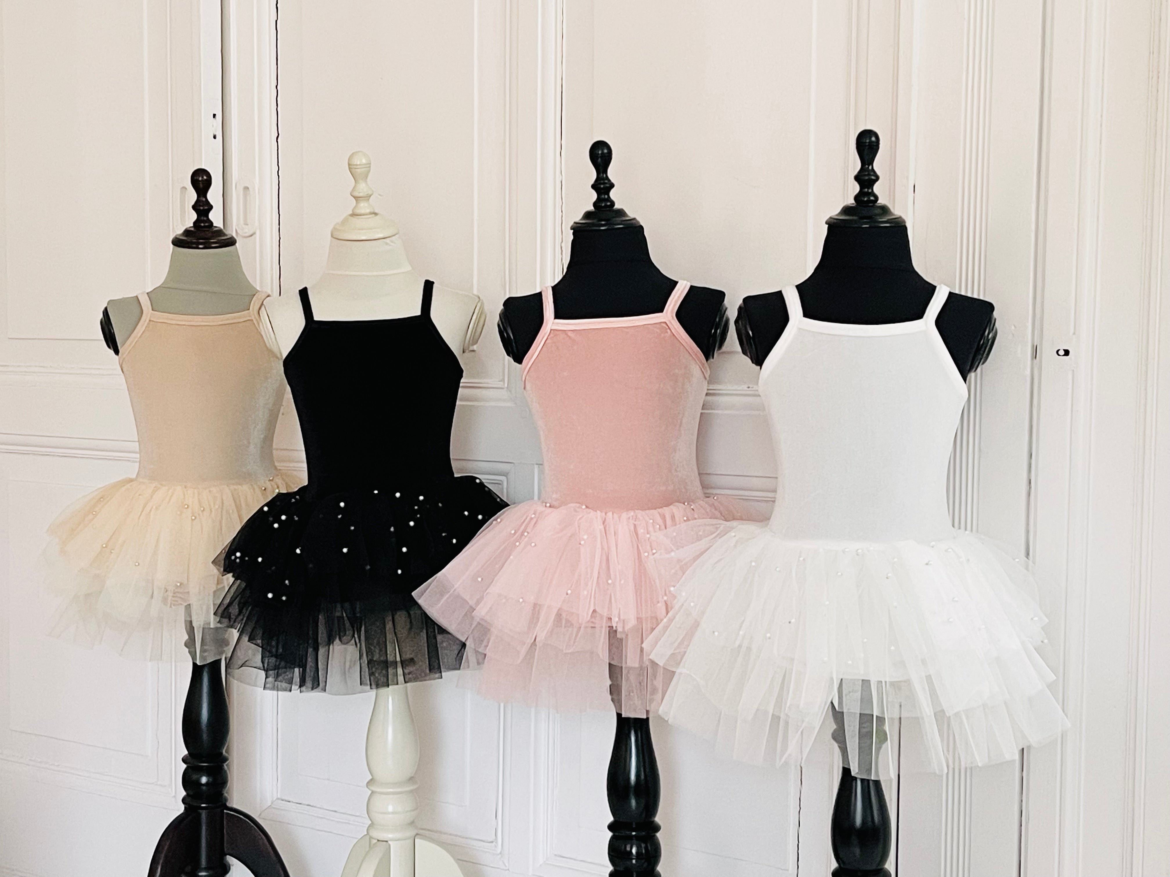 DOLLY® VELVET LEOTARD ROMPER WITH PEARL TULLE cream ⚪