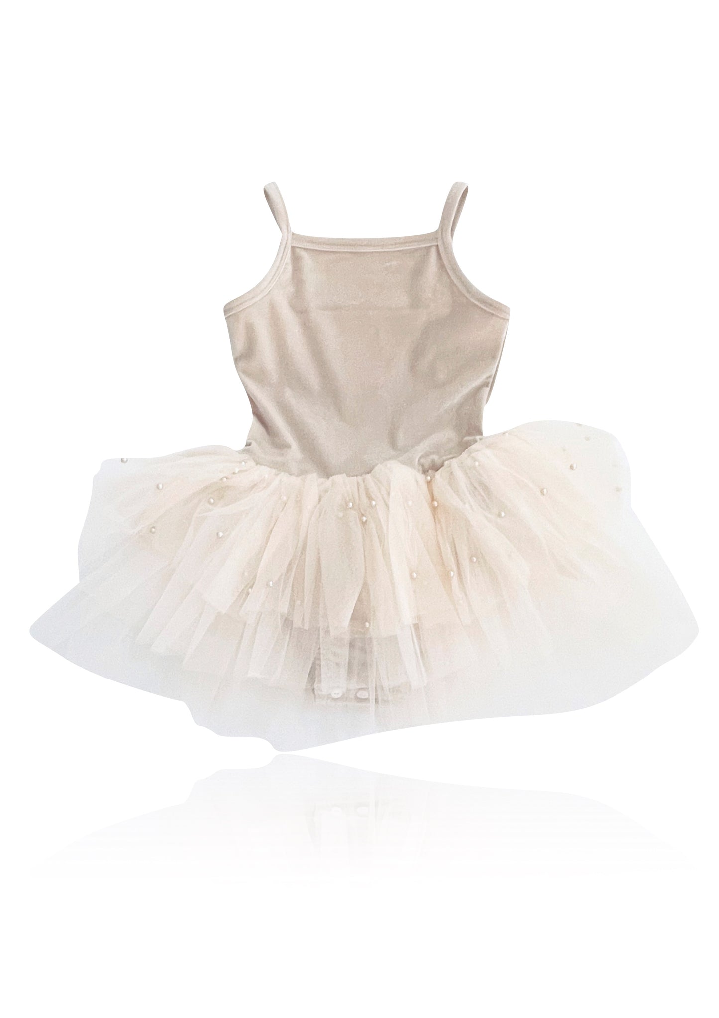 DOLLY® VELVET LEOTARD ROMPER WITH PEARL TULLE  cream  ⚪