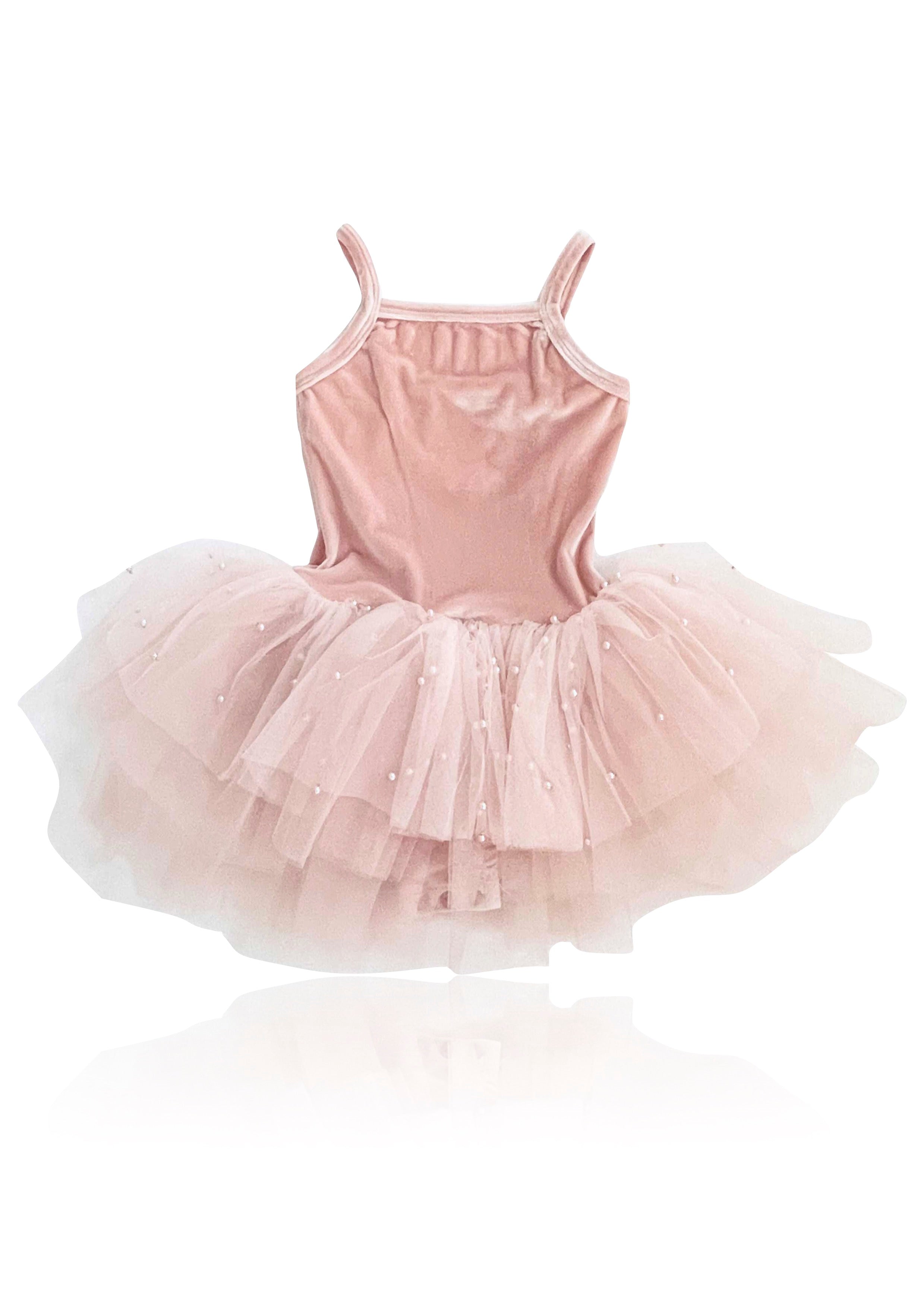 DOLLY® VELVET LEOTARD ROMPER WITH PEARL TULLE dollypink ⚪