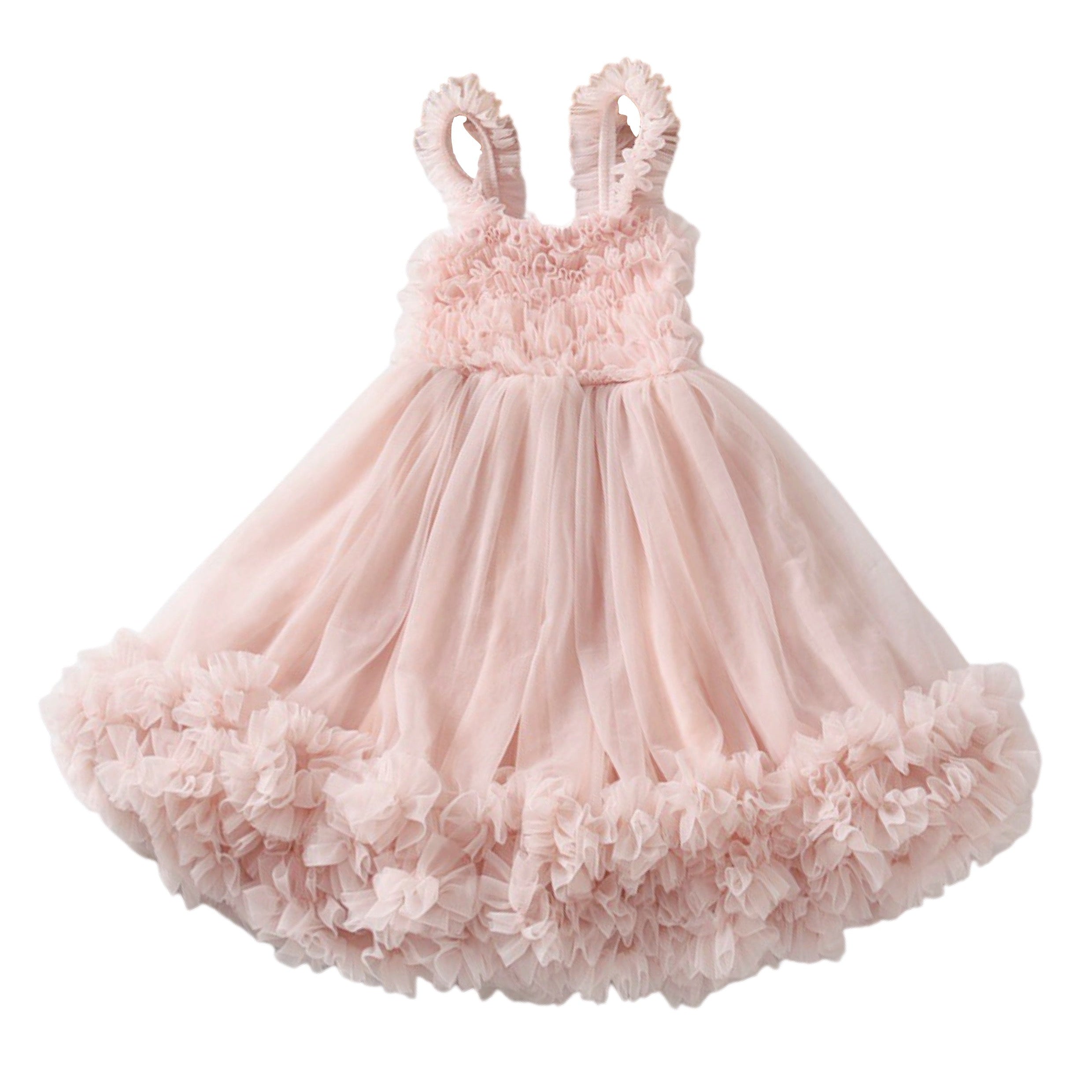 Pink floral dress on a white background